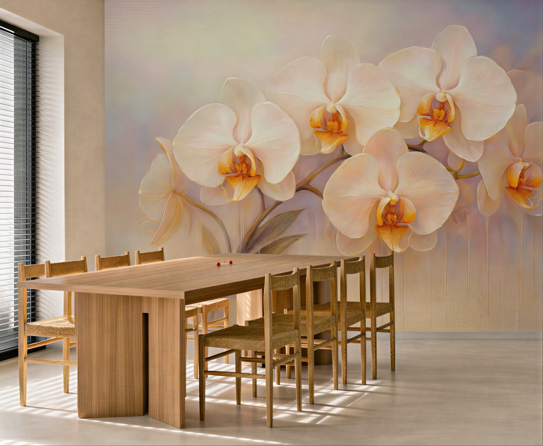Fototapeta kremowe orchidee w złocistej elegancji