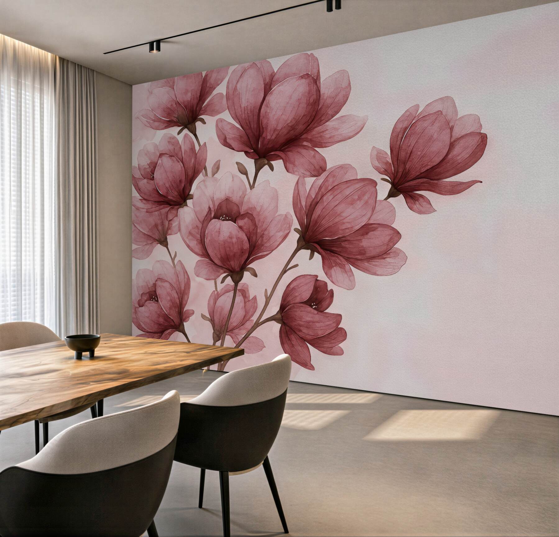 Fototapeta pudrowe magnolie w subtelnej akwareli
