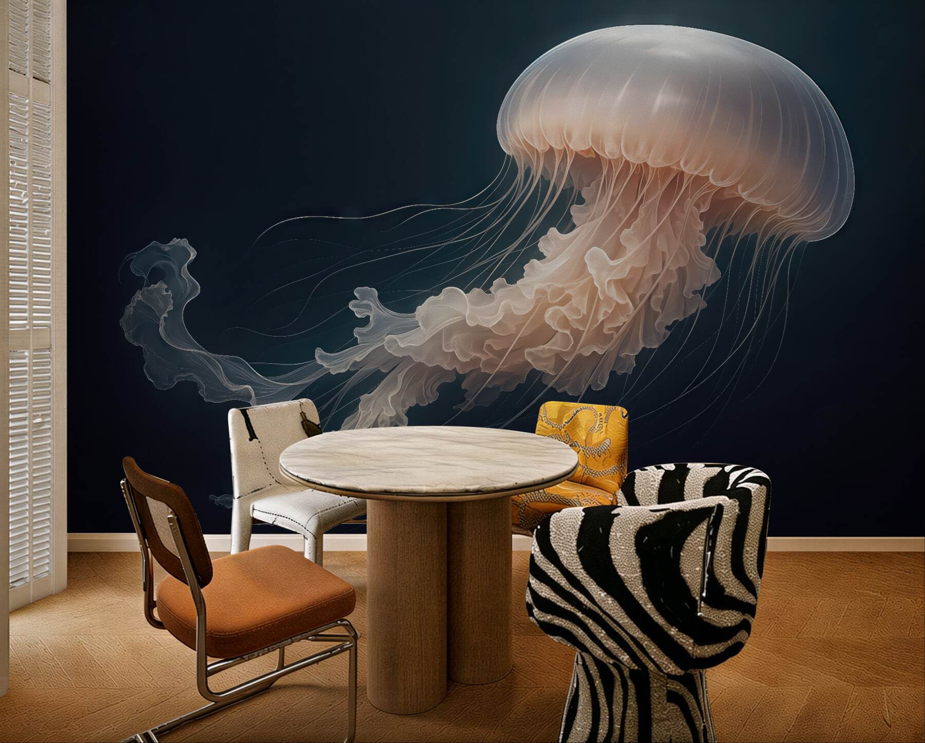 Fototapeta eteryczna meduza w morskiej ciemni
