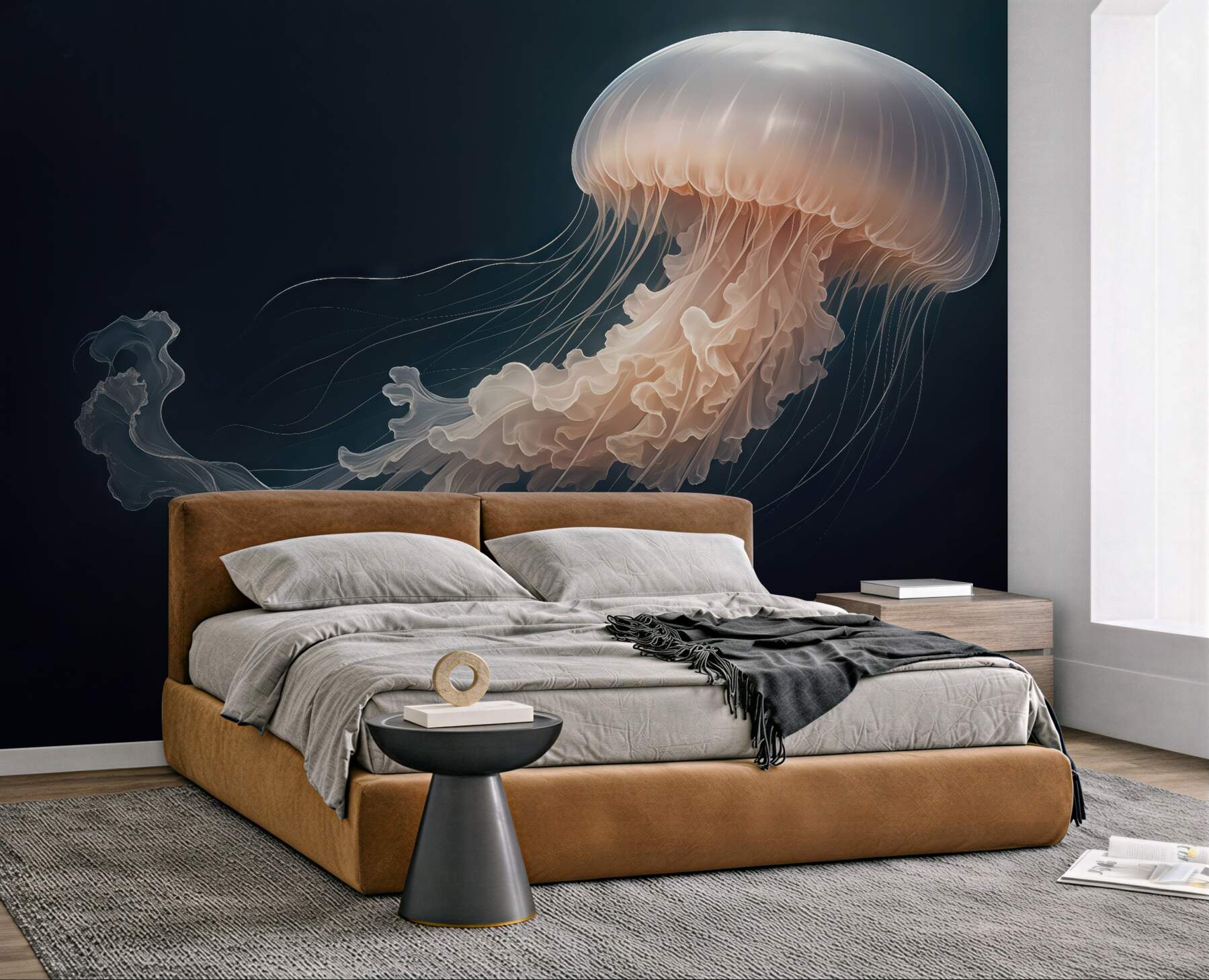 Fototapeta eteryczna meduza w morskiej ciemni