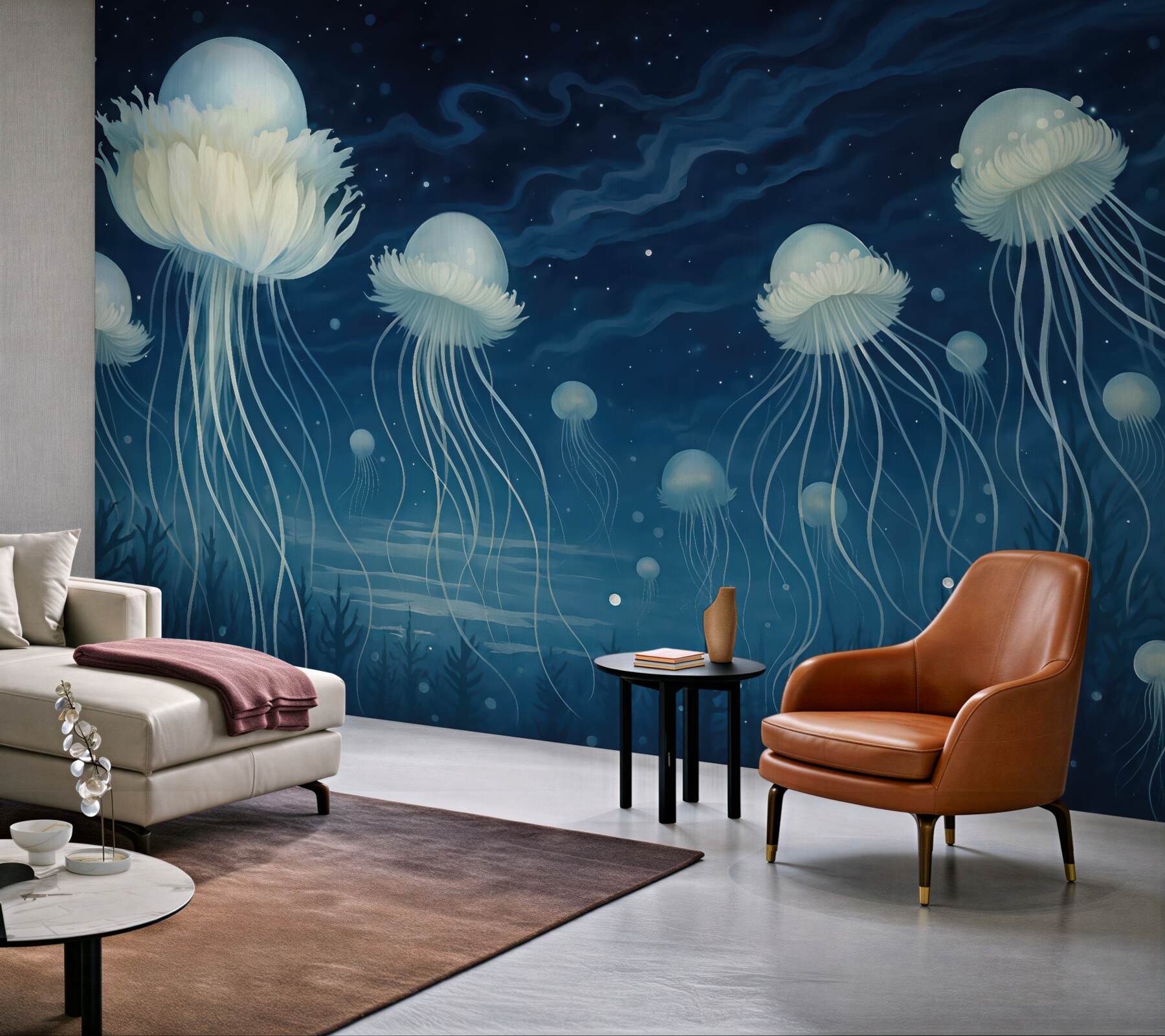 Fototapeta magiczne meduzy w nocnym oceanie