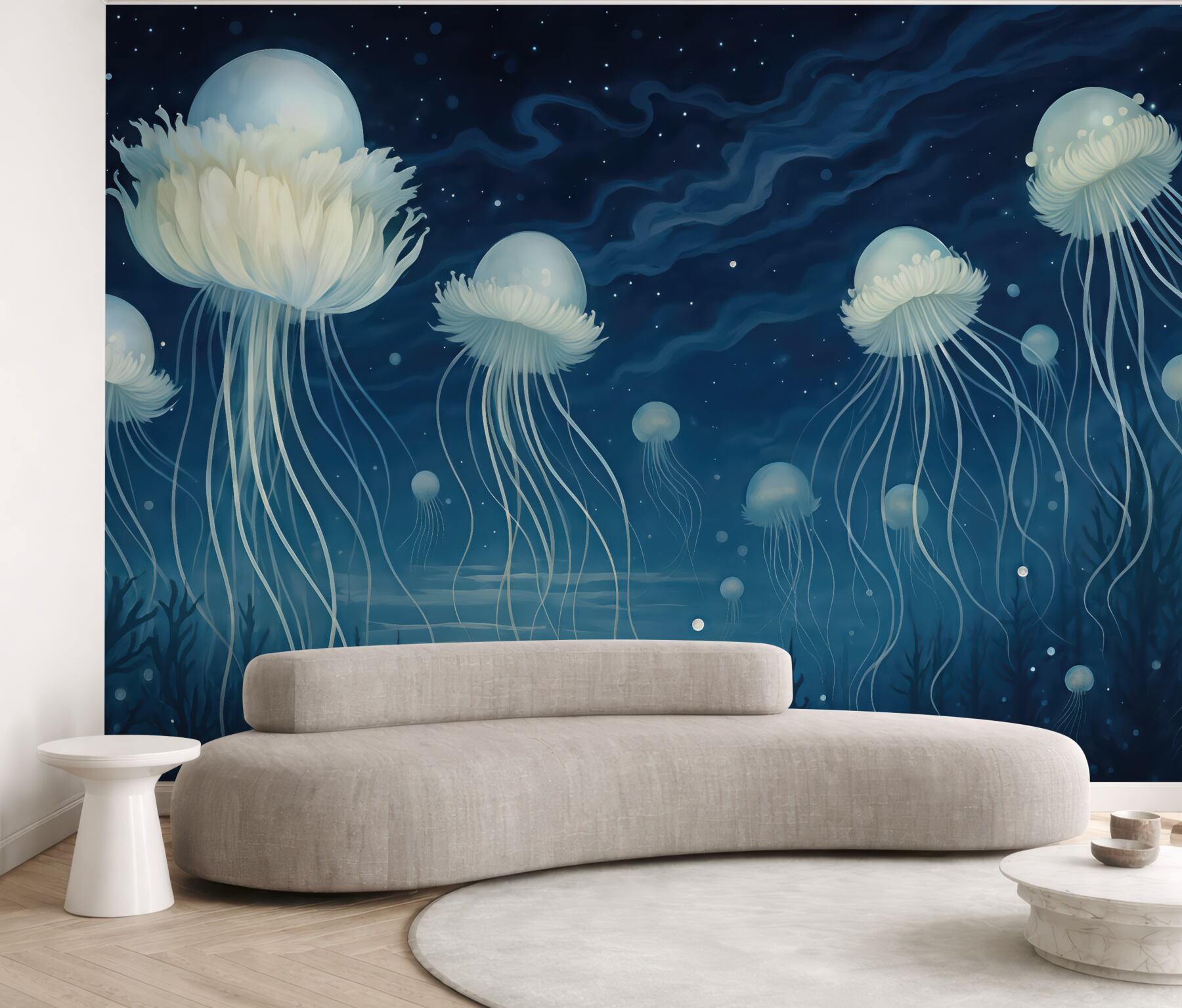 Fototapeta magiczne meduzy w nocnym oceanie