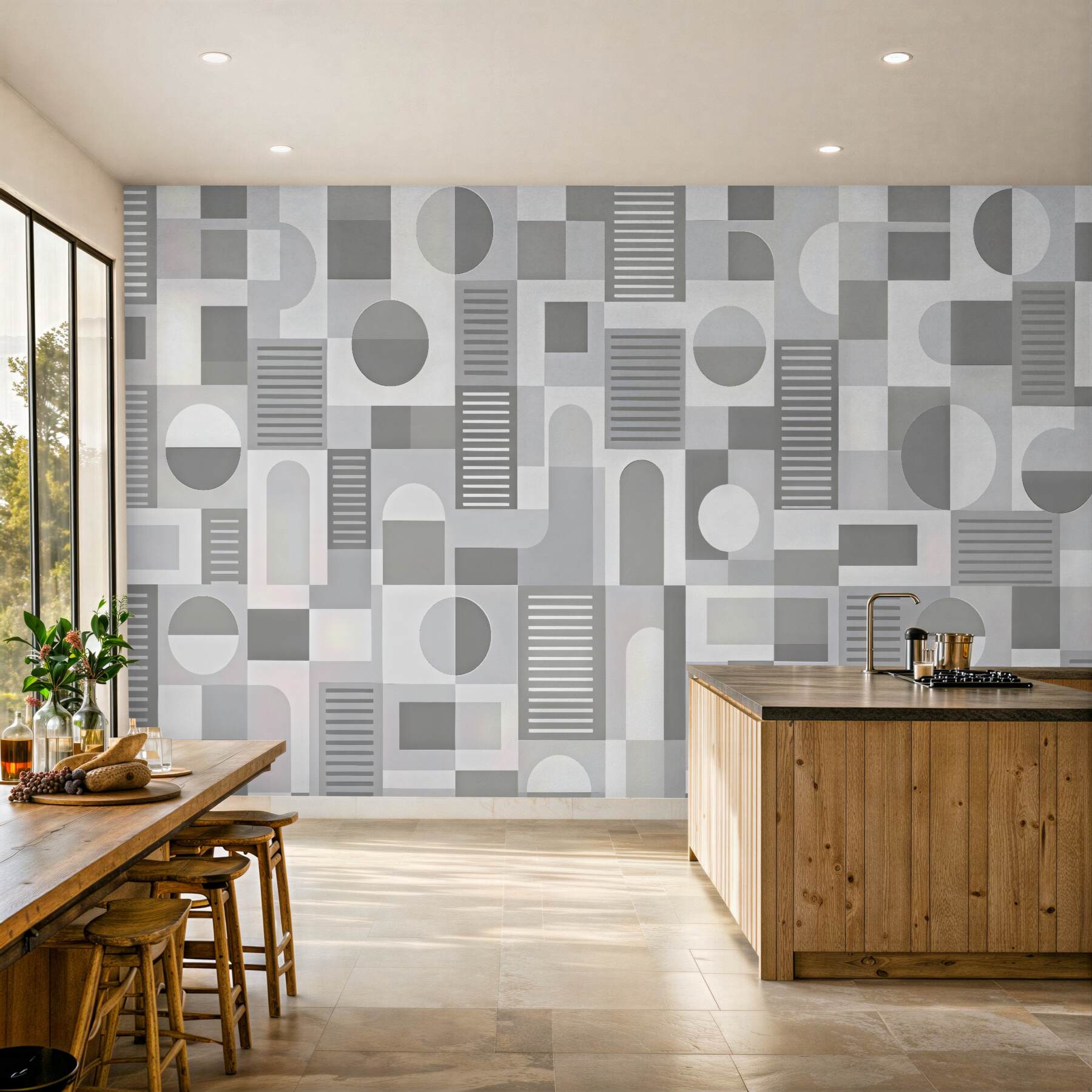 Fototapeta geometryczna mozaika w szarościach minimalistycznych