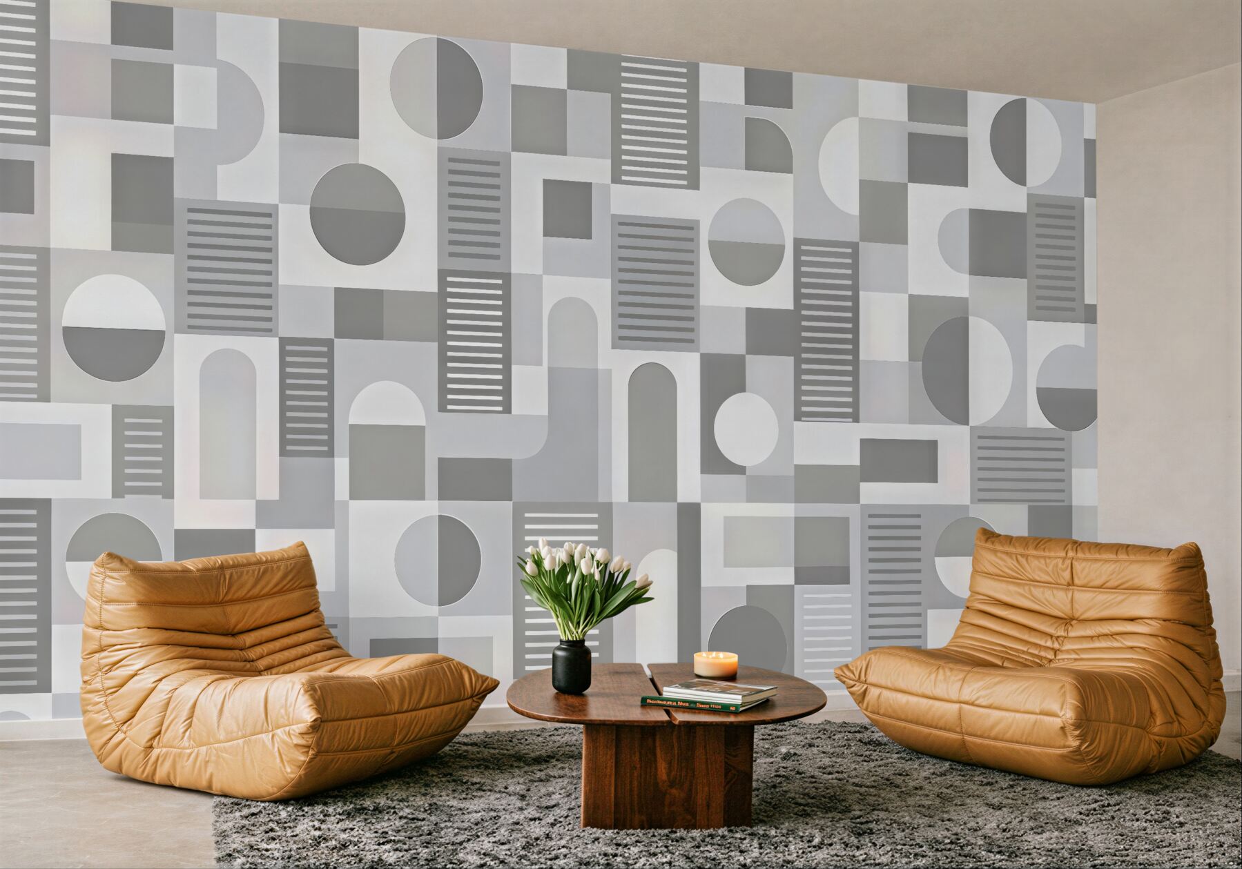 Fototapeta geometryczna mozaika w szarościach minimalistycznych