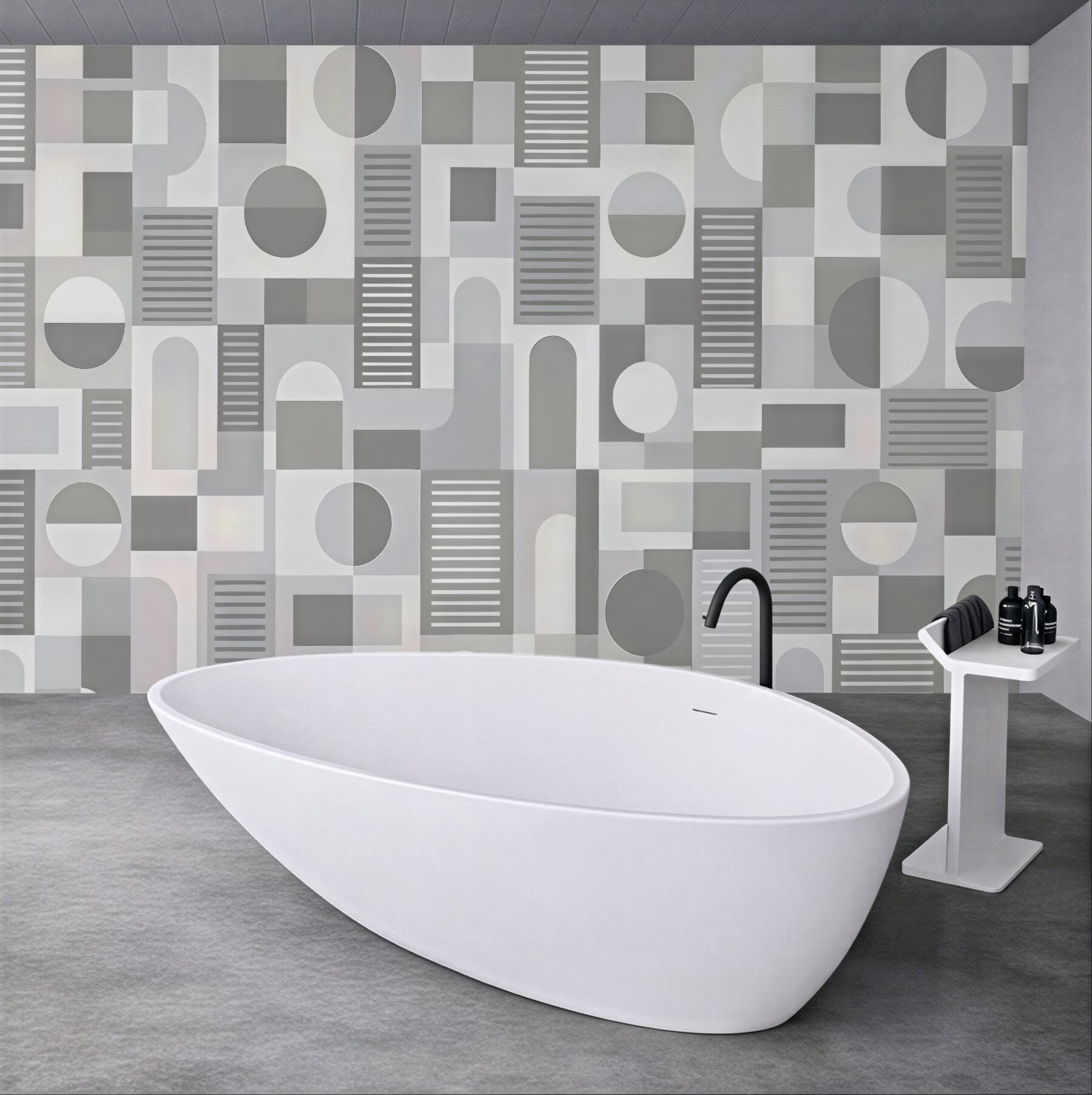 Fototapeta geometryczna mozaika w szarościach minimalistycznych
