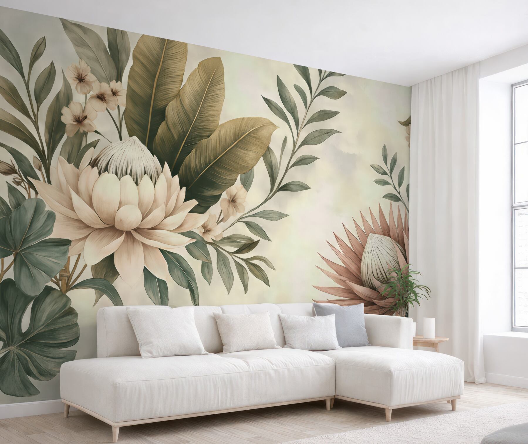 Fototapeta eleganckie protee i botaniczne liście