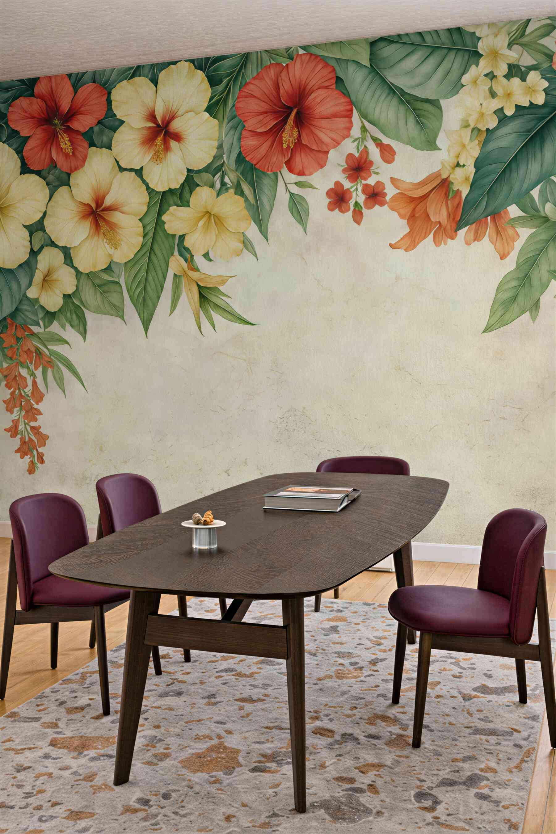 Fototapeta tropikalne hibiskusy w ciepłych barwach