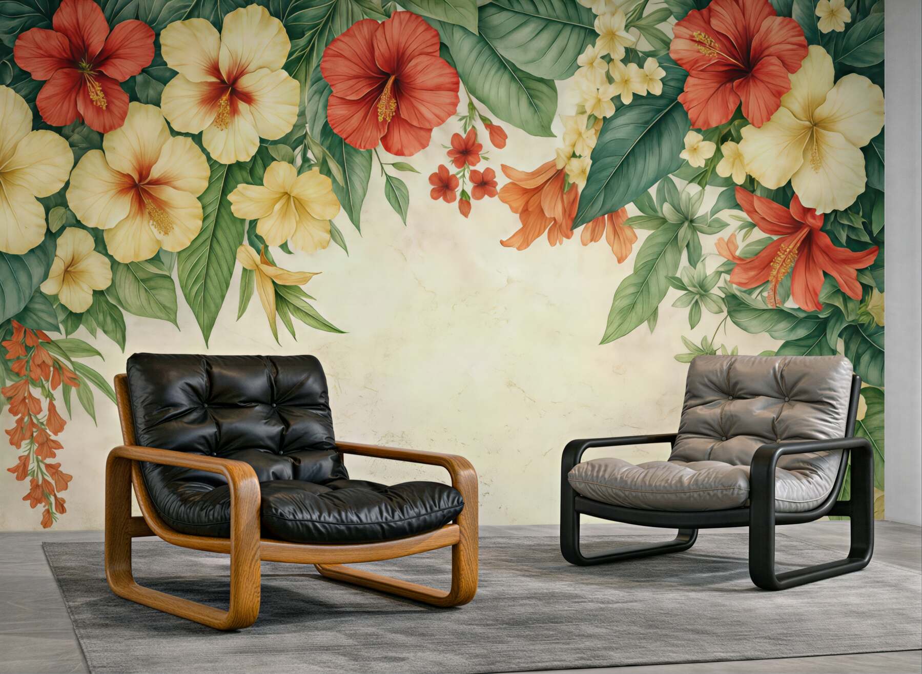 Fototapeta tropikalne hibiskusy w ciepłych barwach