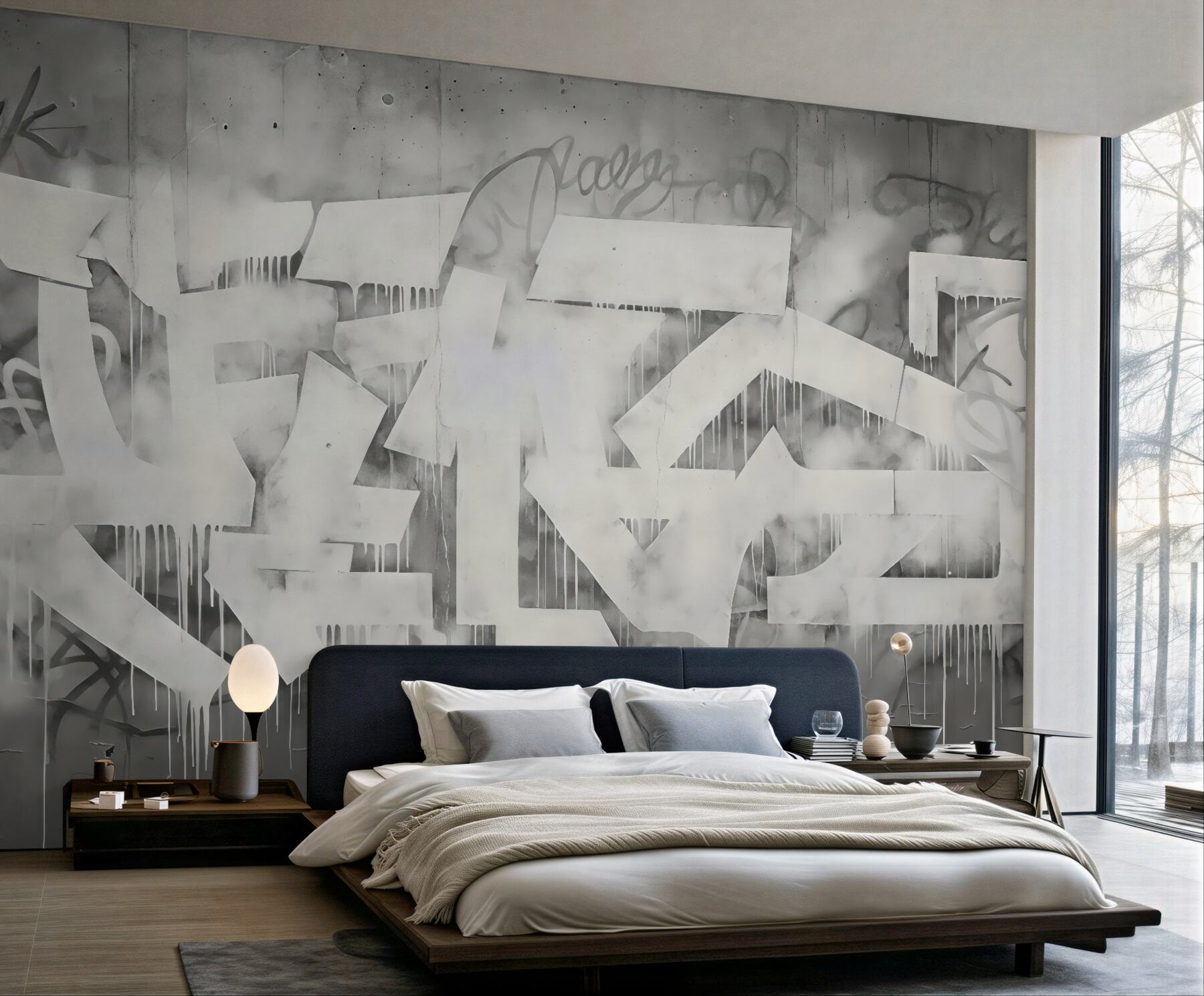 Fototapeta miejski graffiti w szarej mgle