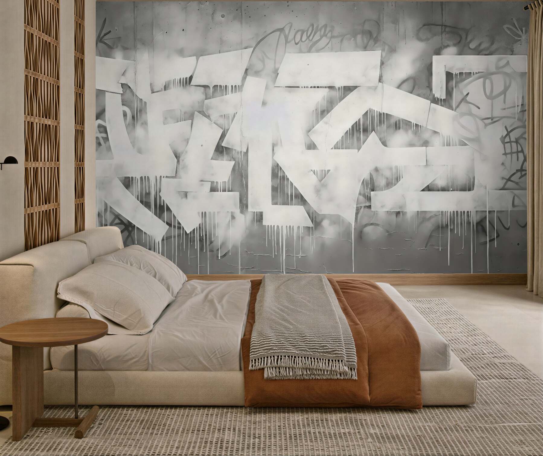 Fototapeta miejski graffiti w szarej mgle