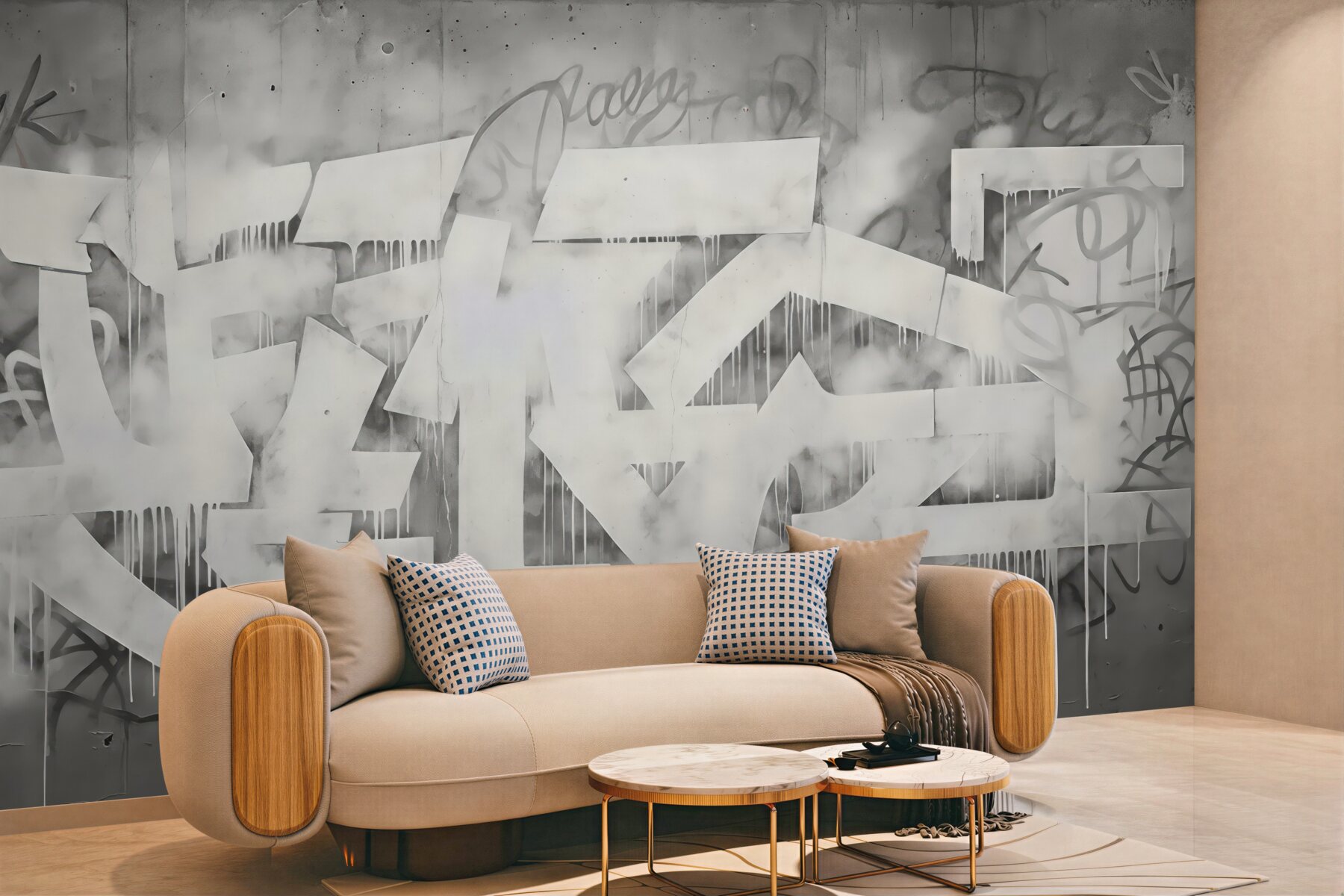 Fototapeta miejski graffiti w szarej mgle