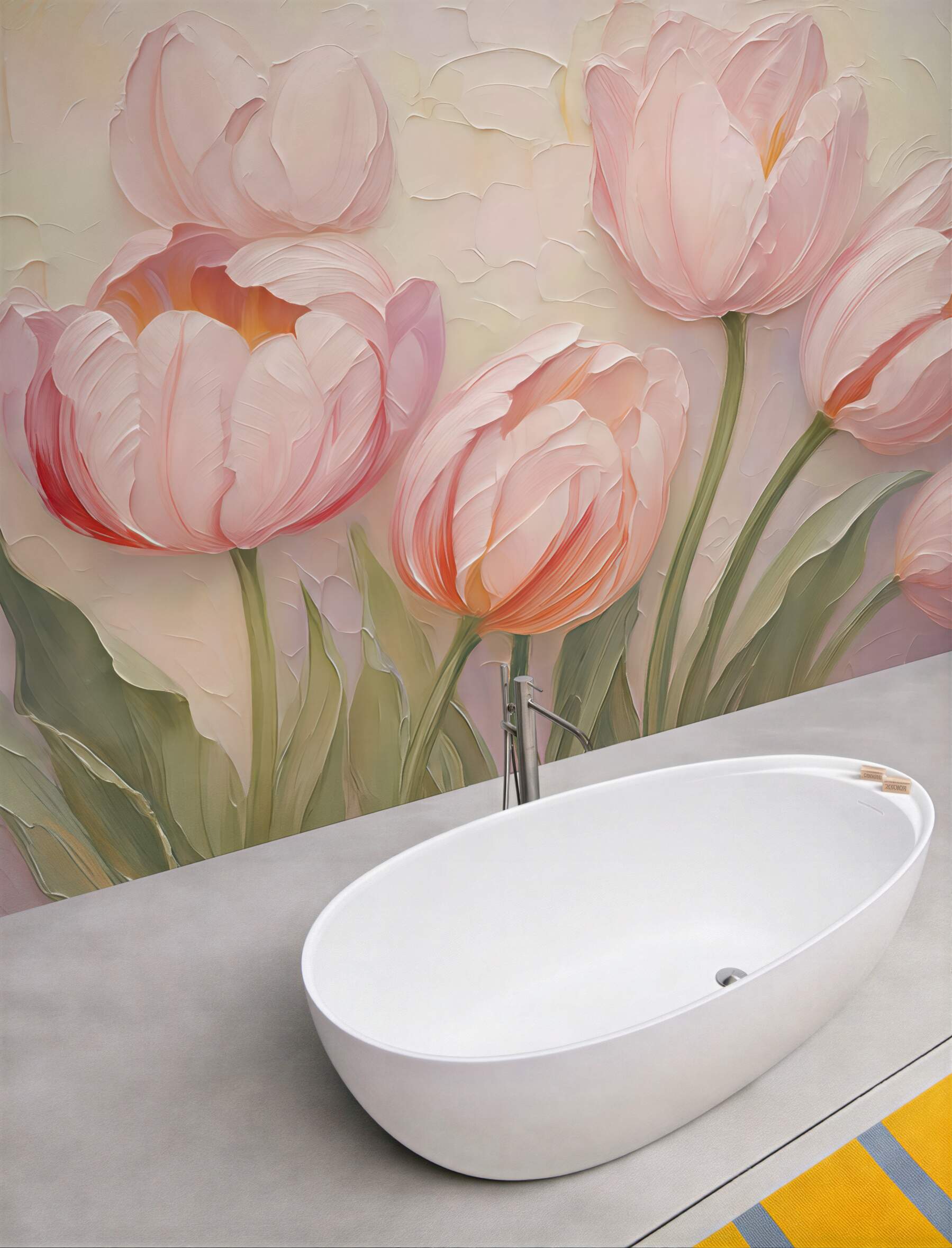 Fototapeta pudrowe tulipany w romantycznym rozkwicie