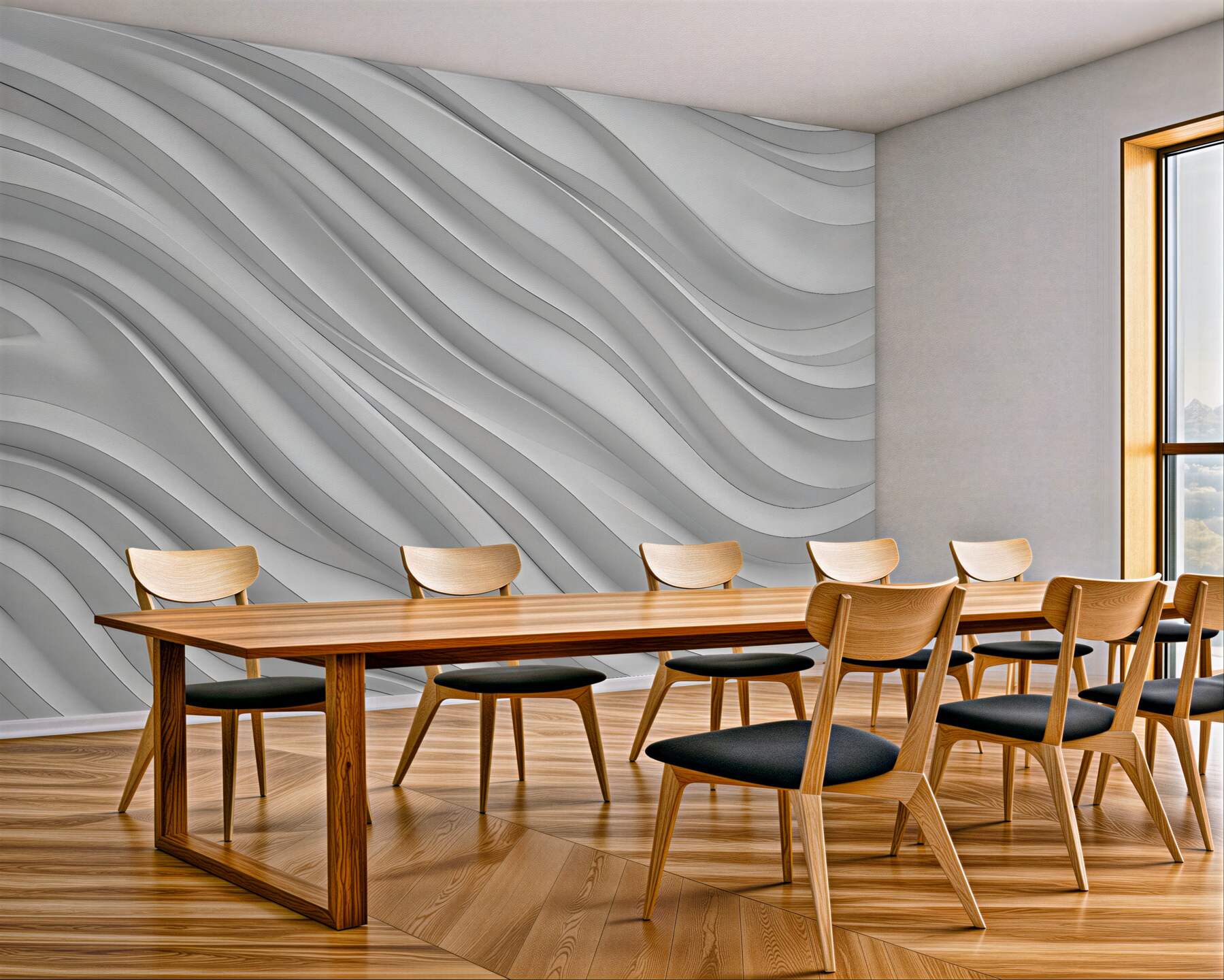 Fototapeta minimalistyczne fale w białej harmonii