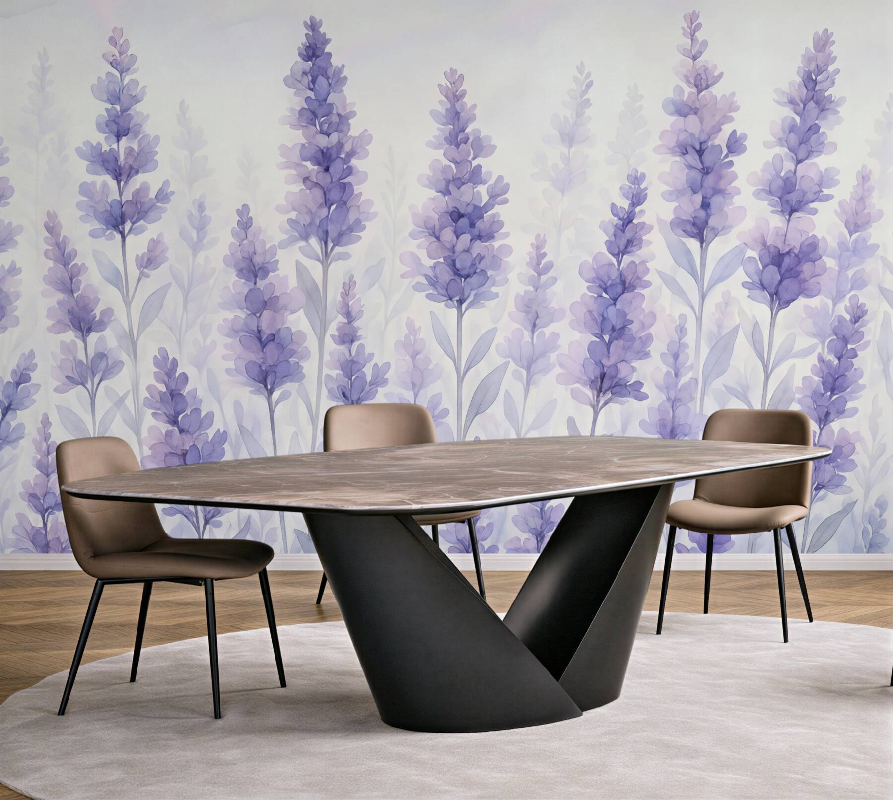 Fototapeta lawendowa łąka w akwarelowej lekkości