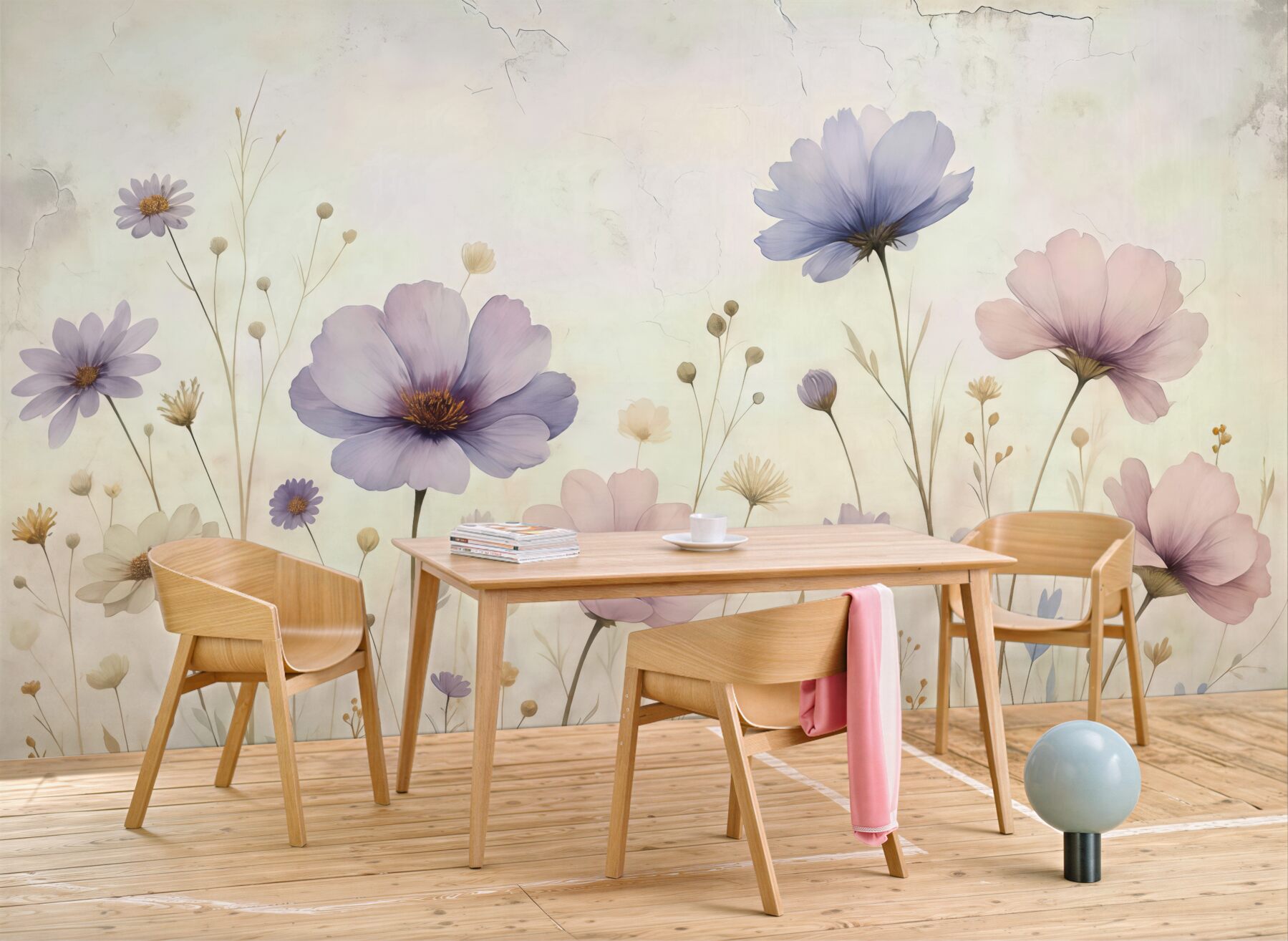 Fototapeta subtelne pastelowe kwiaty polne