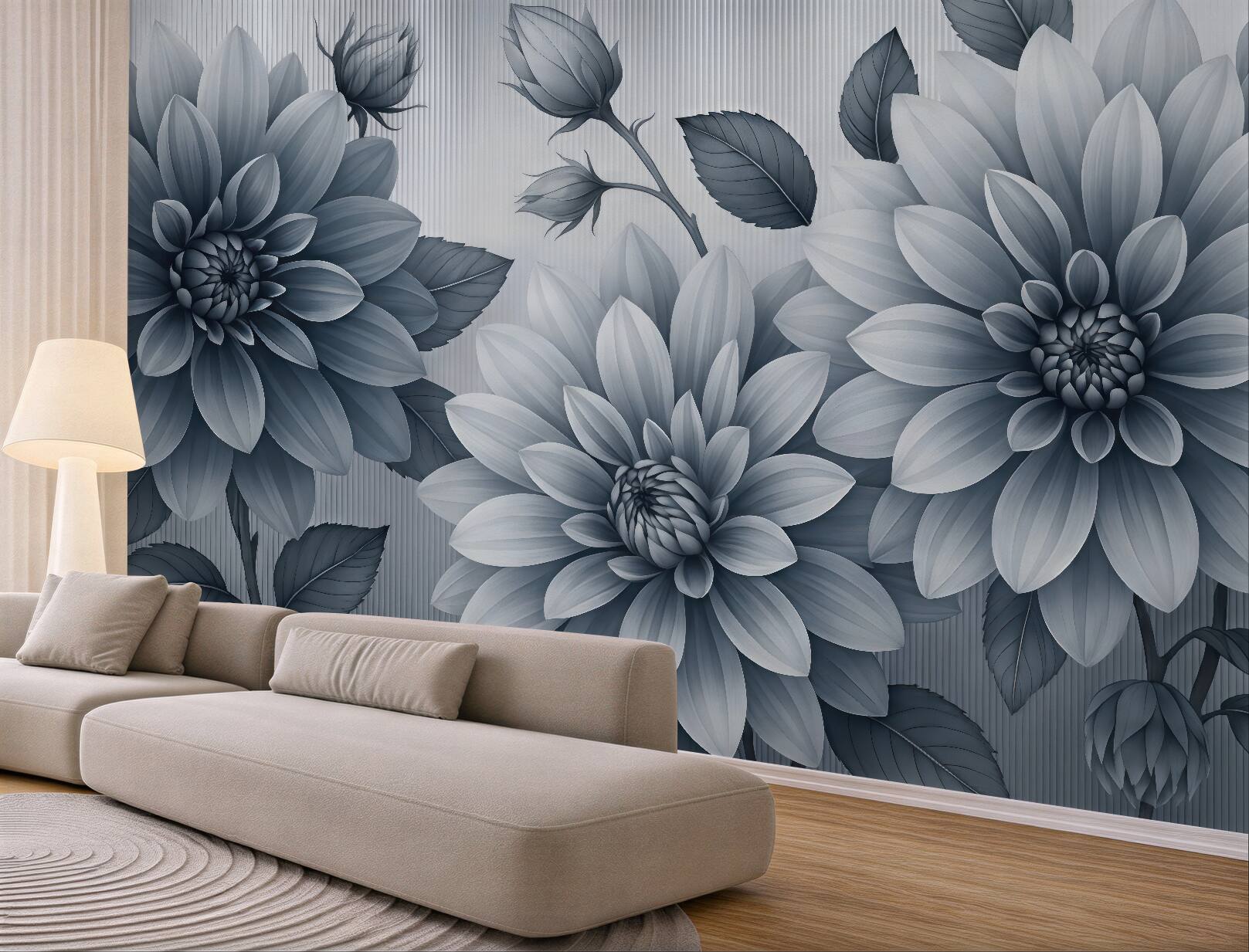 Fototapeta eleganckie grafitowe dalie w rozkwicie