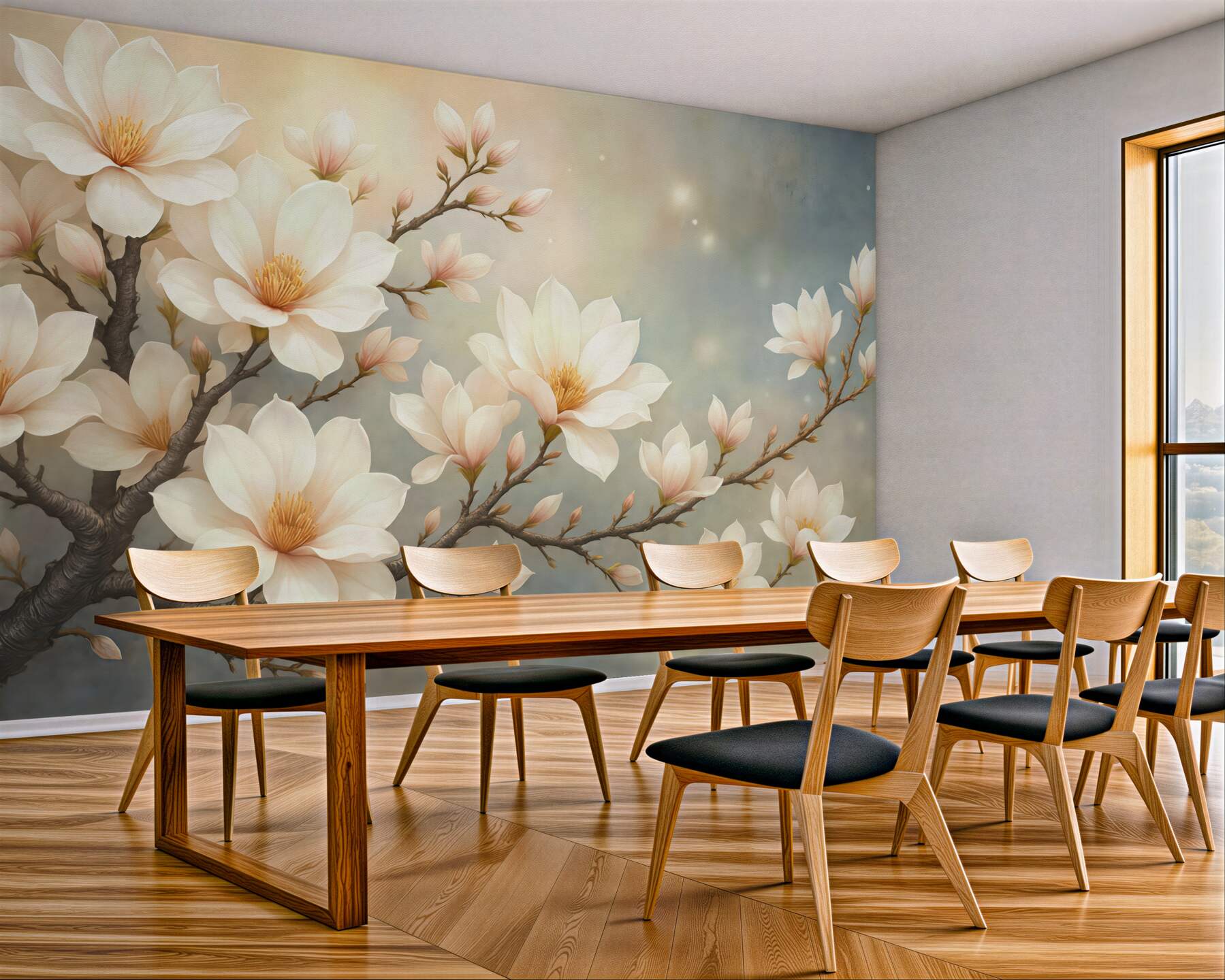 Fototapeta kremowe magnolie w złotym blasku