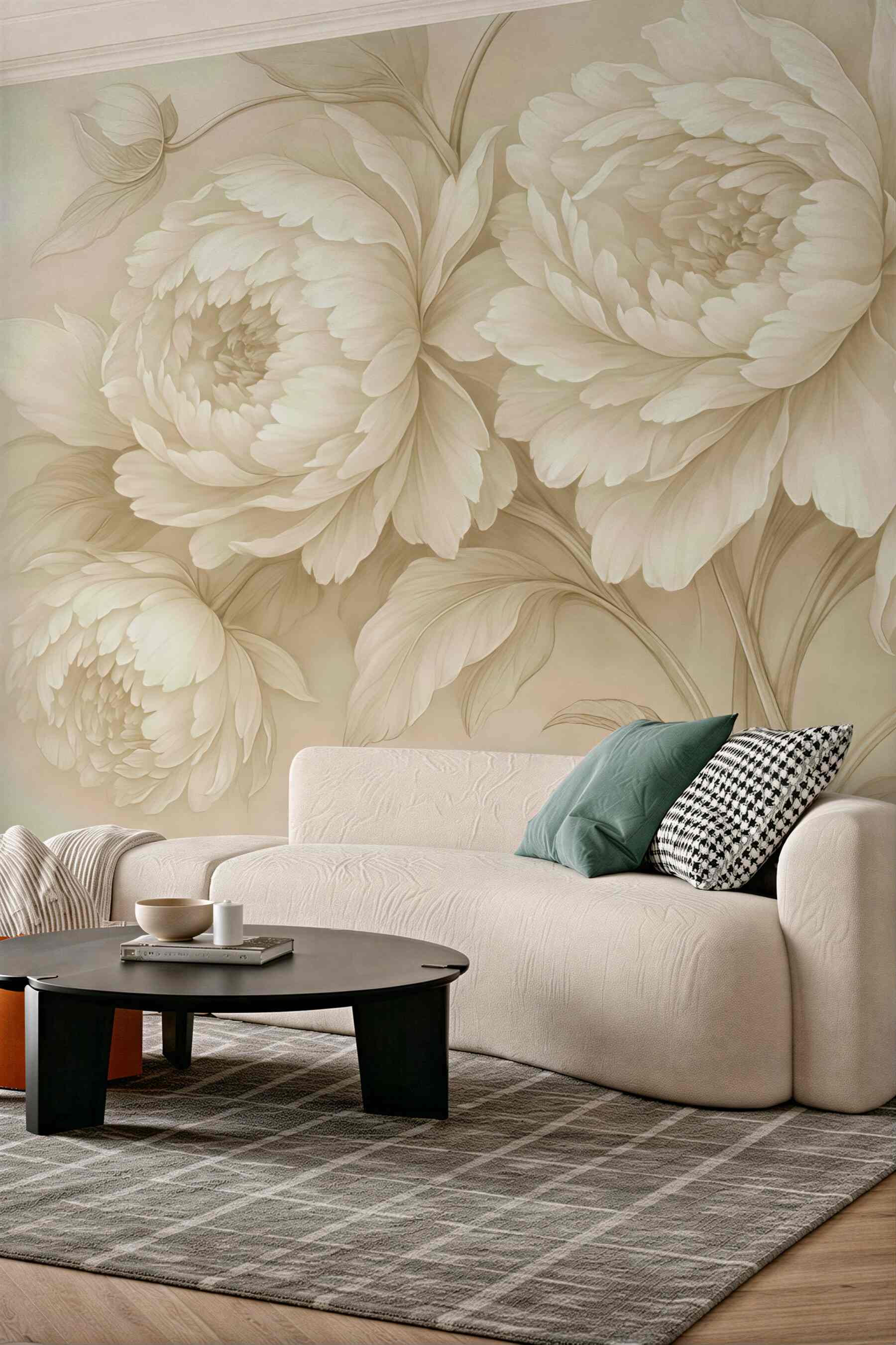 Fototapeta kremowe piwonie w eleganckim stylu