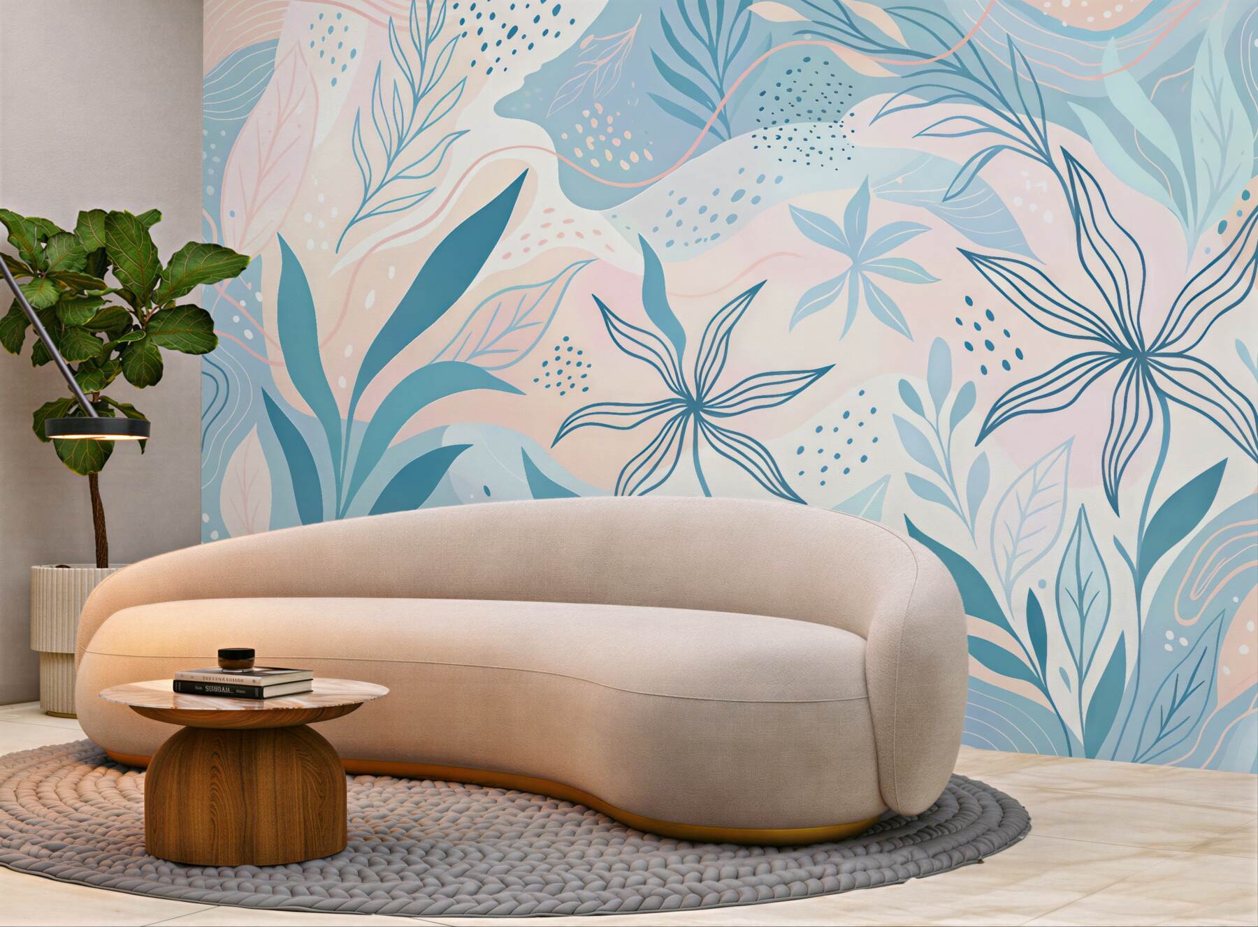 Fototapeta pastelowa abstrakcja z botanicznym motywem