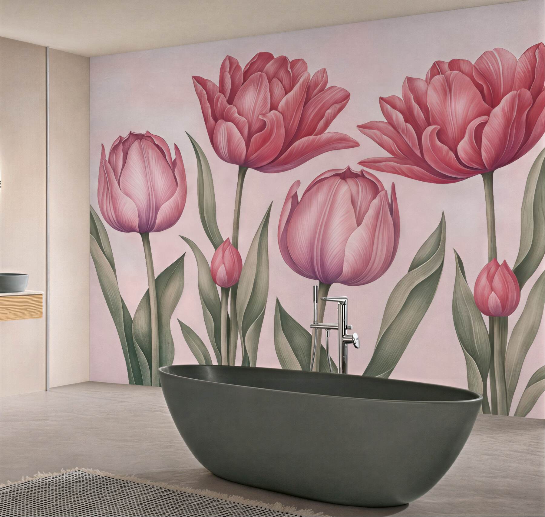 Fototapeta różowe tulipany w delikatnym rozkwicie