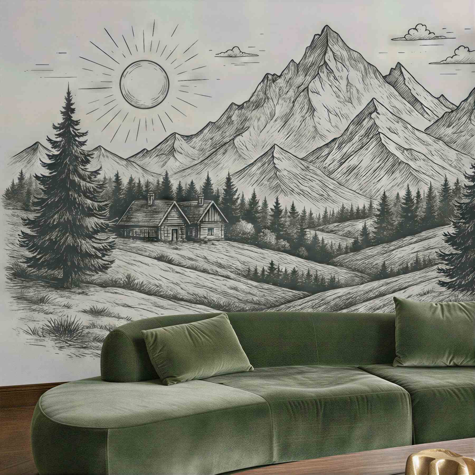 Fototapeta górska sielanka pod słonecznym niebem