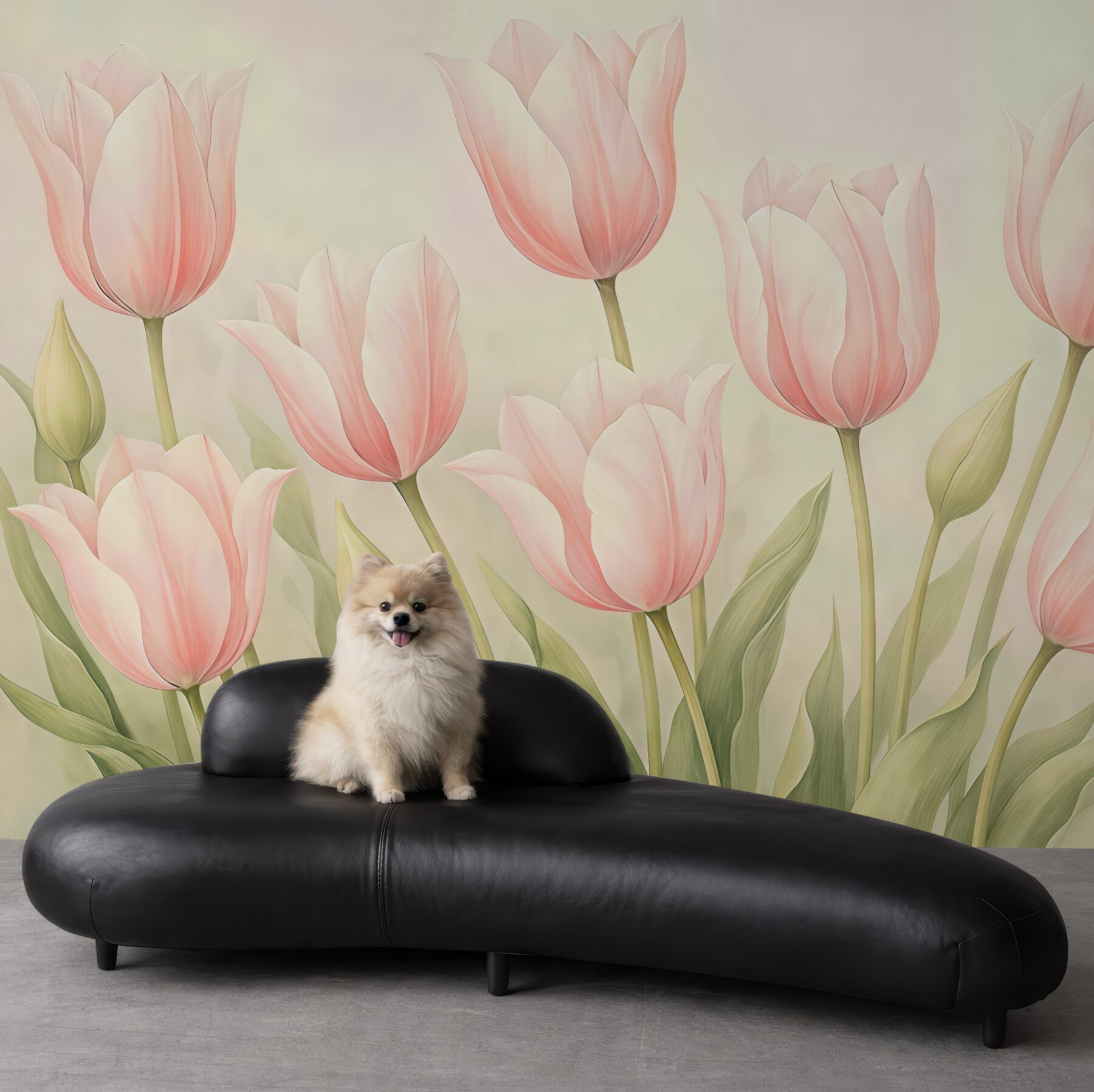 Fototapeta pudrowe tulipany w delikatnym świetle