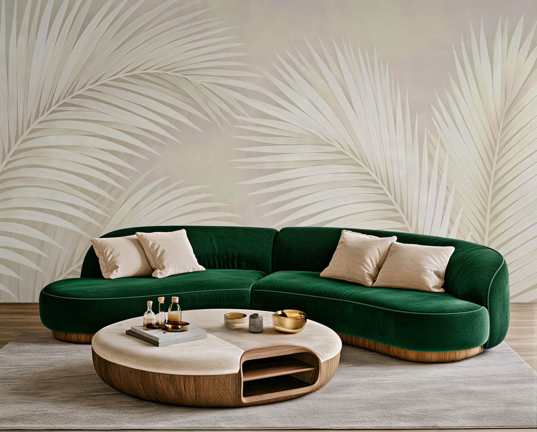 Fototapeta jasne liście palmowe w stylu boho