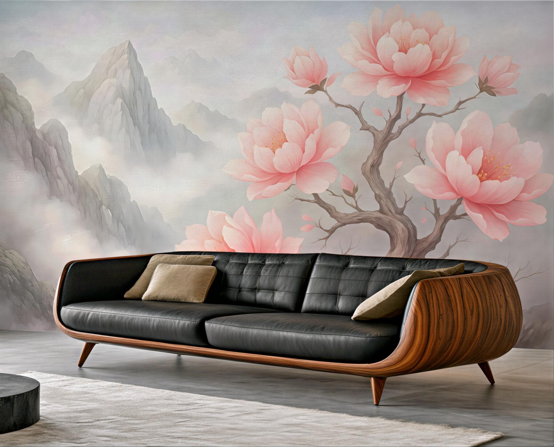 Fototapeta pastelowe magnolie w górskiej mgle