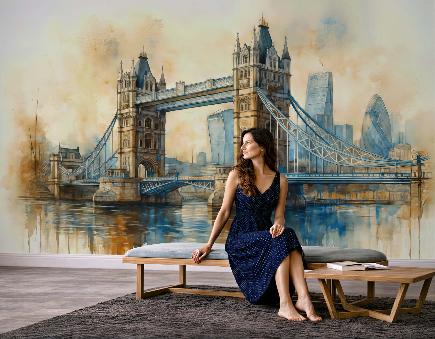 Fototapeta akwarelowy tower bridge w londynie