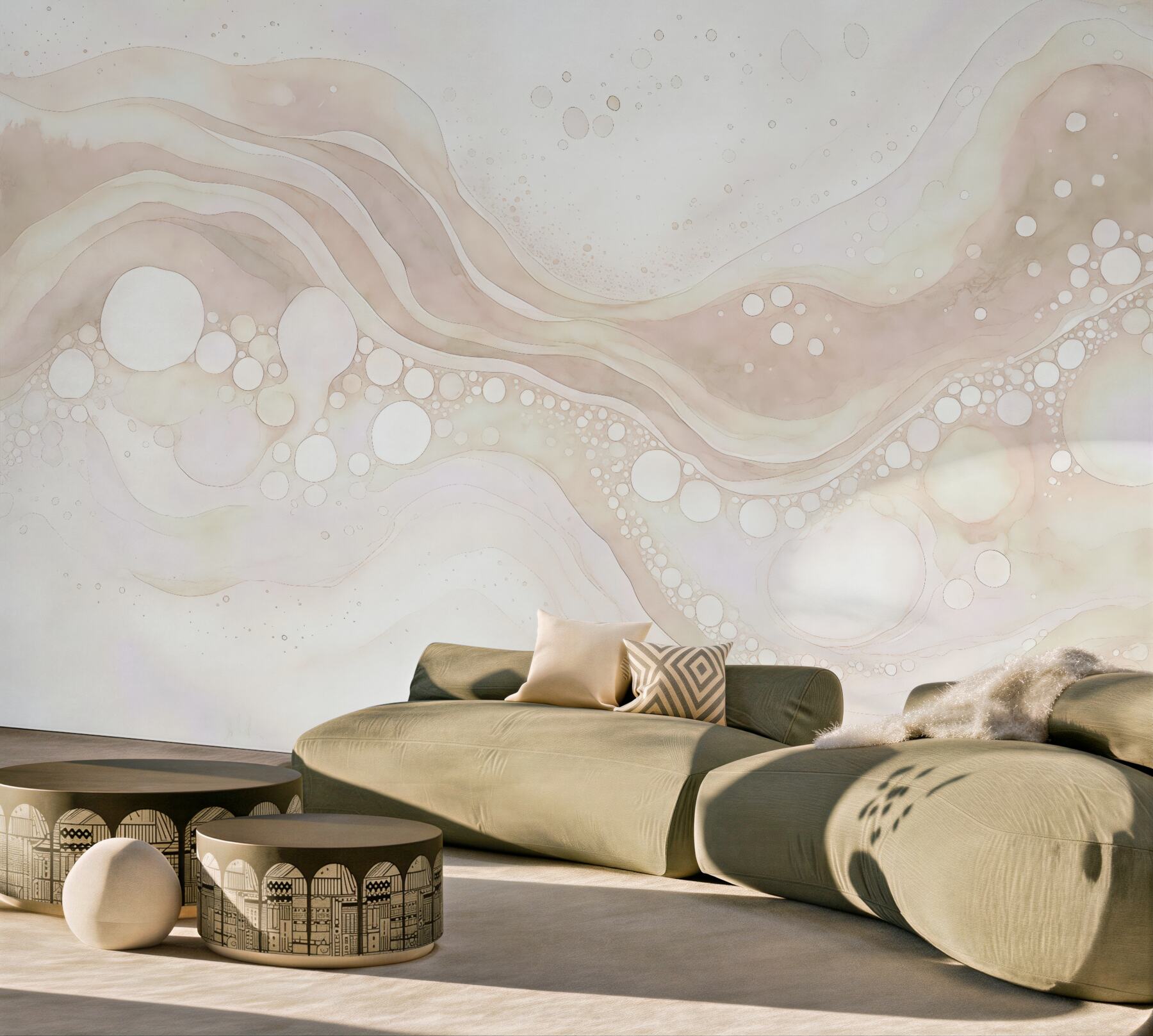 Fototapeta abstrakcyjne beżowe fale i bąbelki