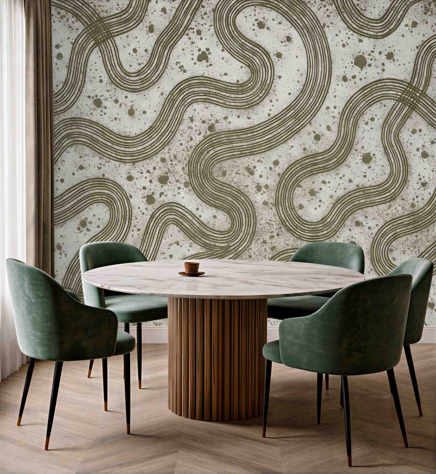 Fototapeta organiczne linie w retro stylu