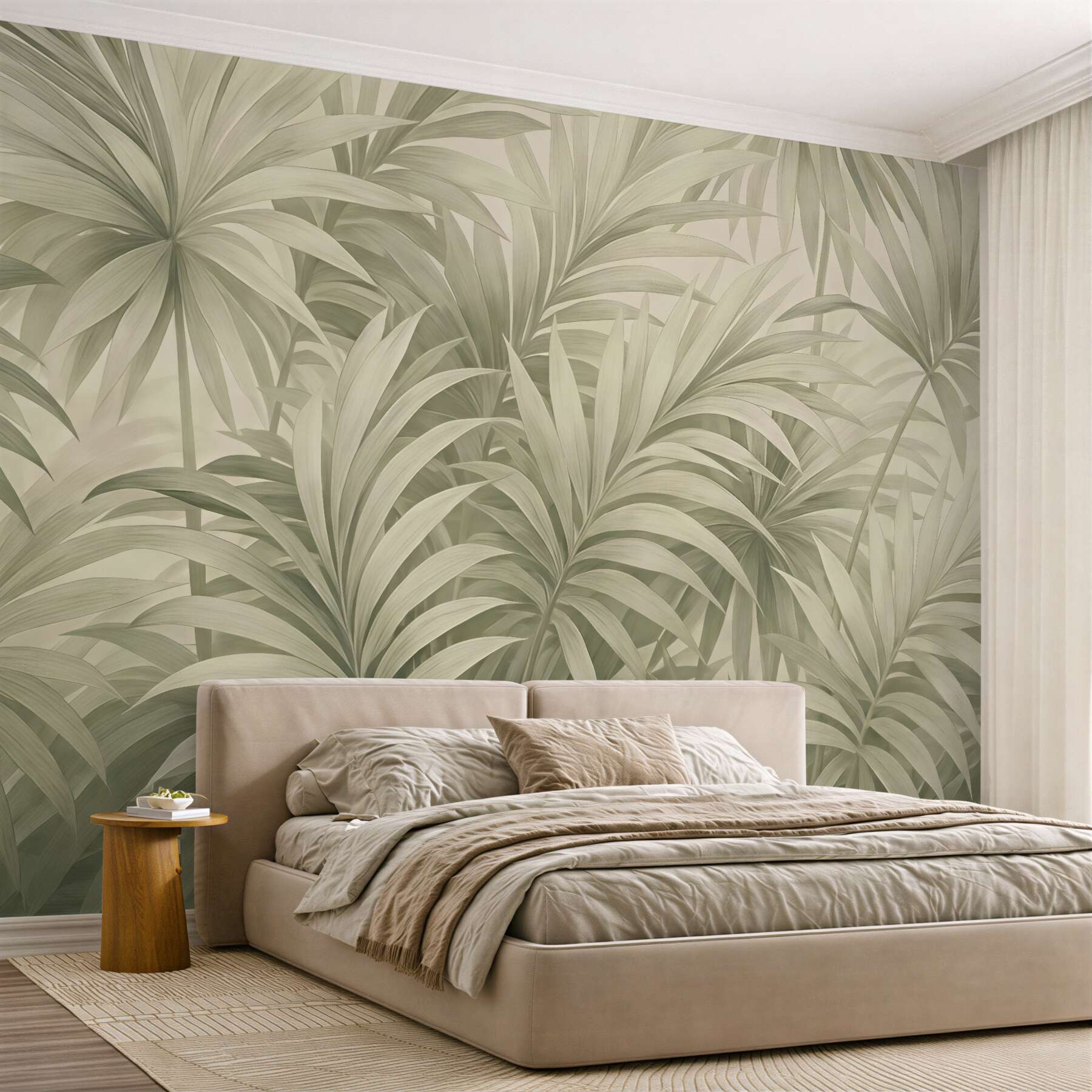 Fototapeta subtelne tropikalne liście w beżu