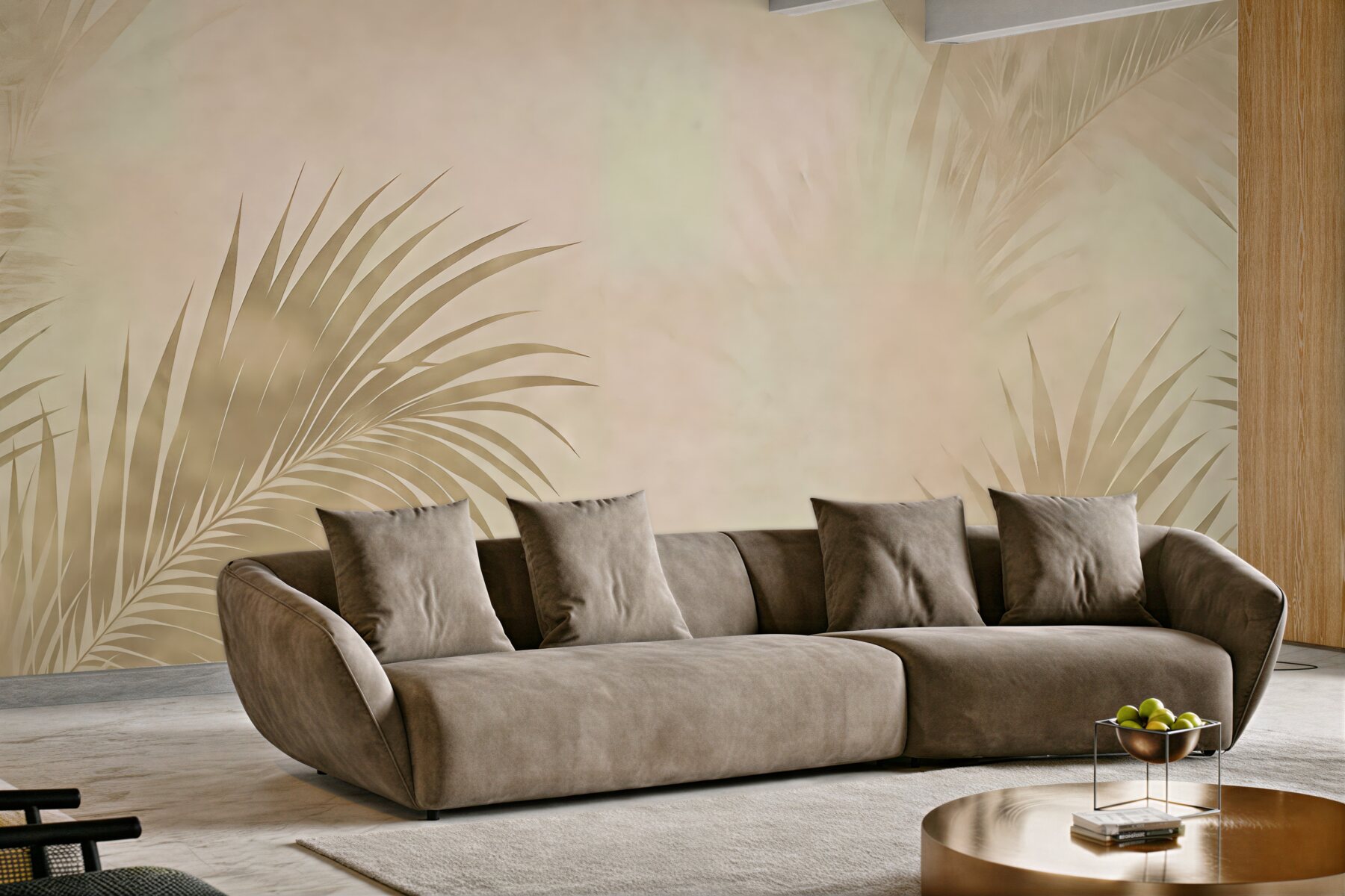 Fototapeta beżowe liście palm w spokojnym świetle