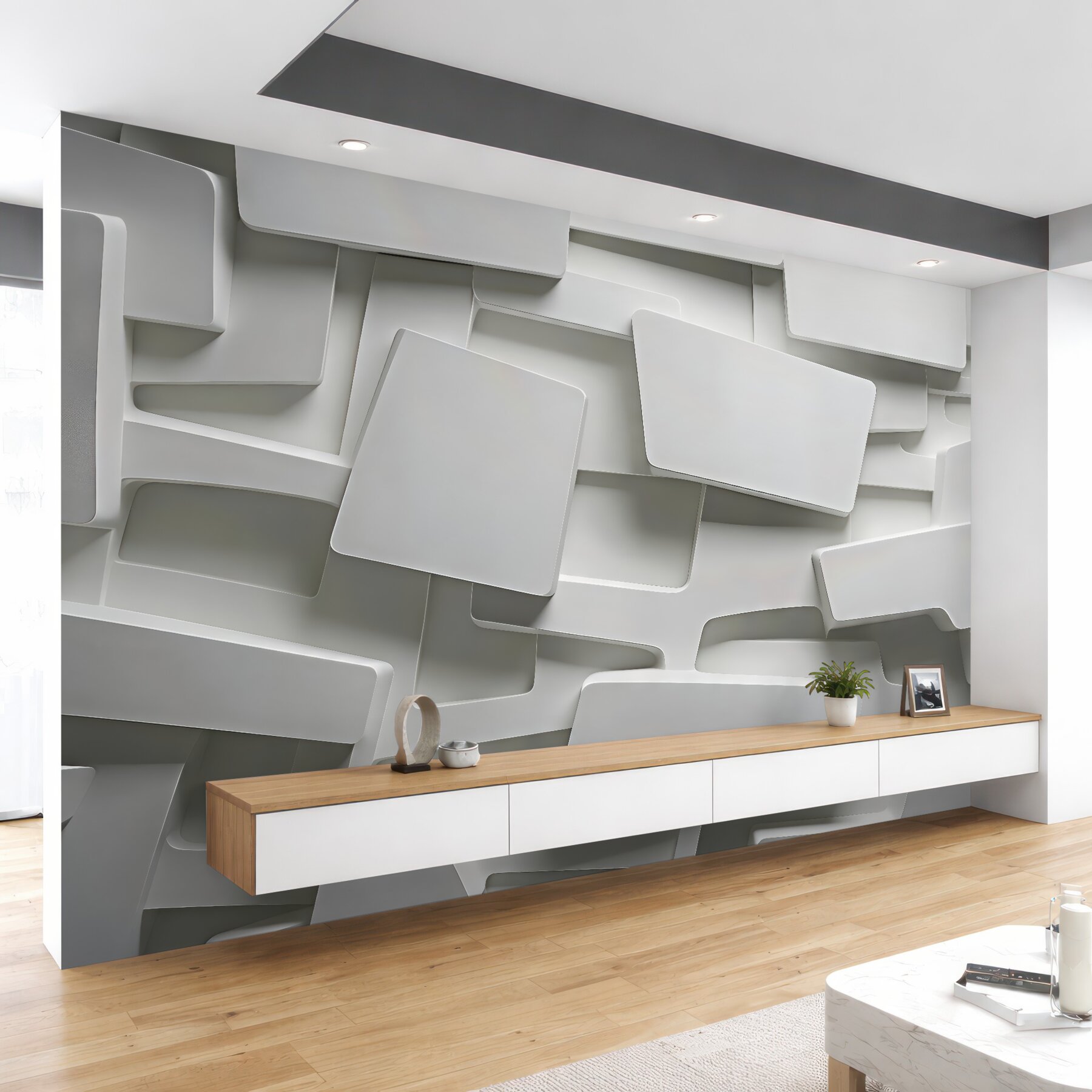 Fototapeta biała abstrakcja geometryczna 3d