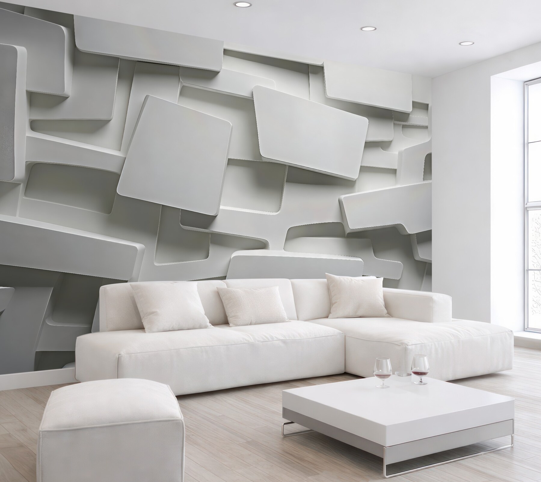 Fototapeta biała abstrakcja geometryczna 3d