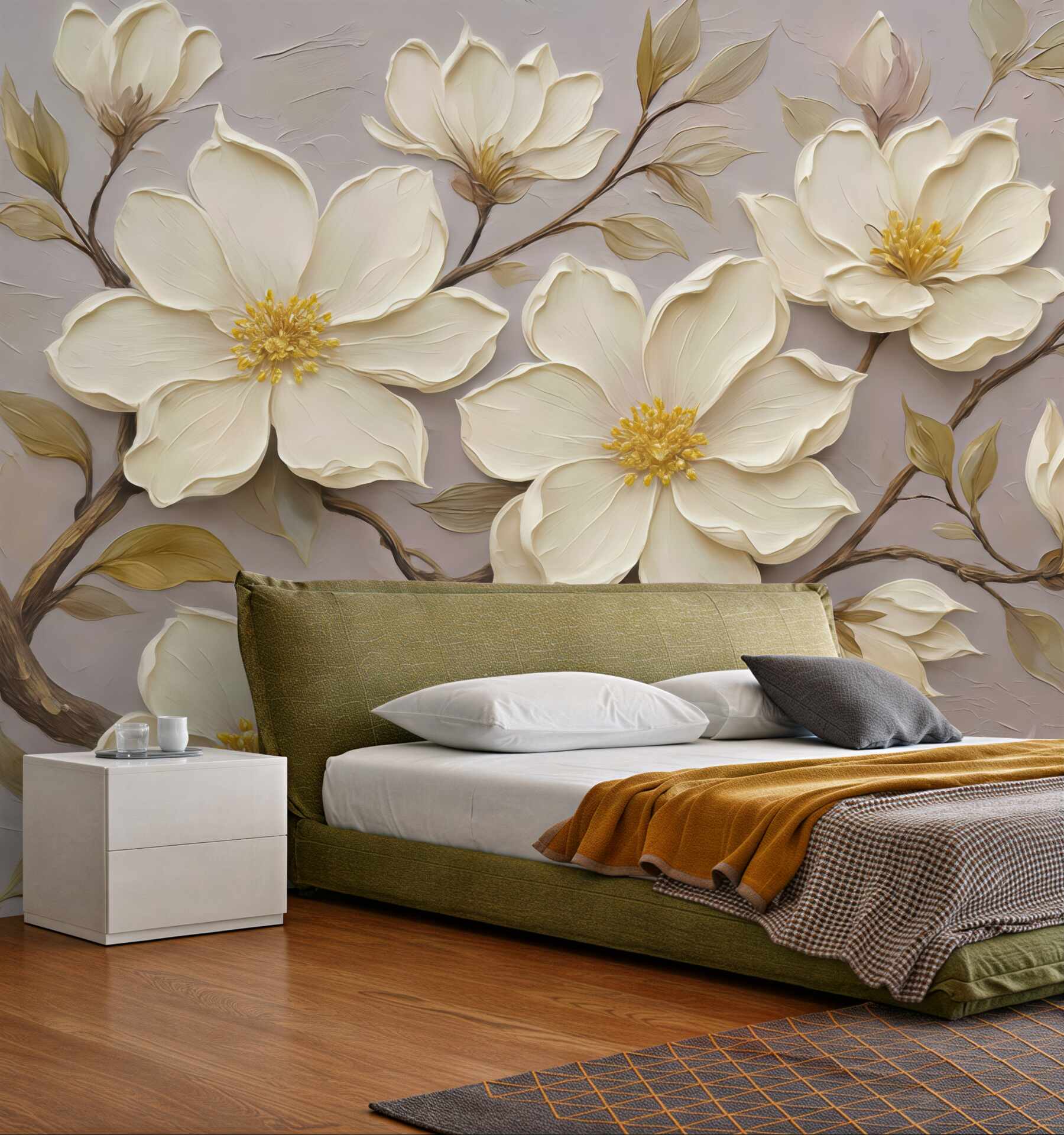 Fototapeta kremowe magnolie na subtelnym tle