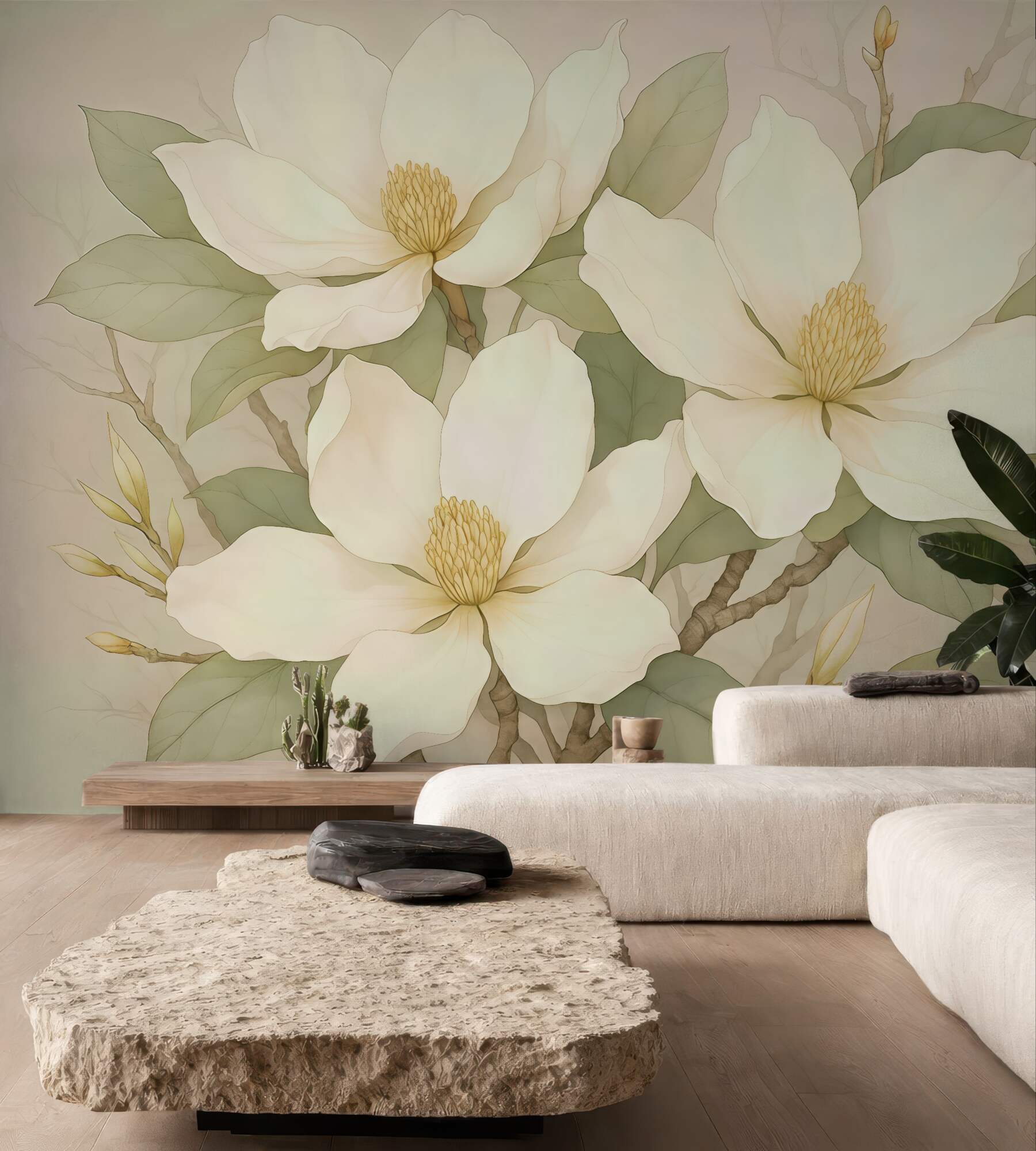 Fototapeta kremowe magnolie w subtelnej elegancji