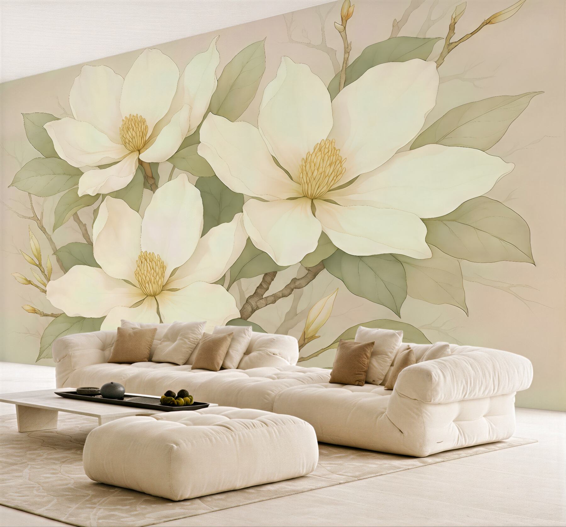 Fototapeta kremowe magnolie w subtelnej elegancji