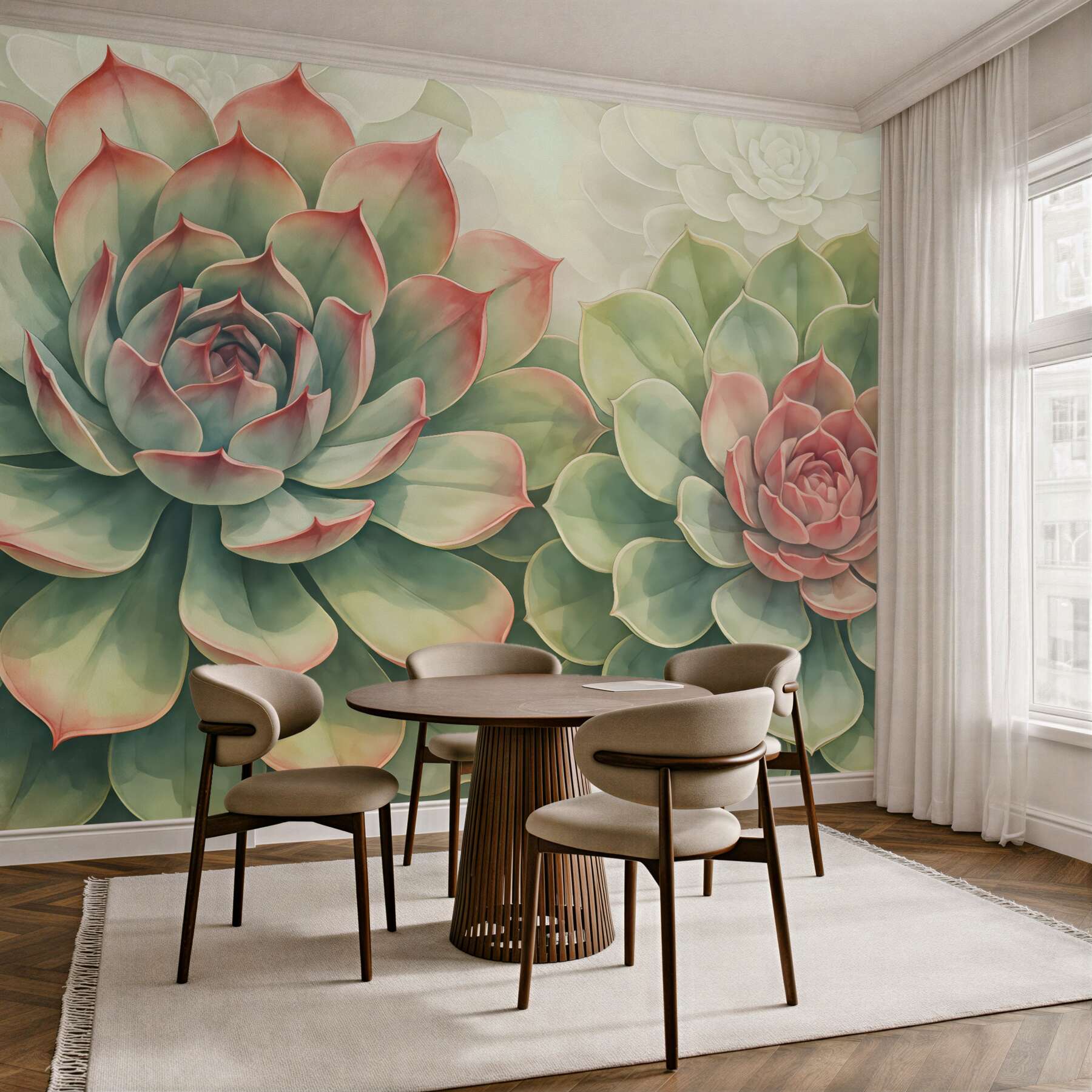 Fototapeta pastelowe sukulenty w subtelnym rozkwicie