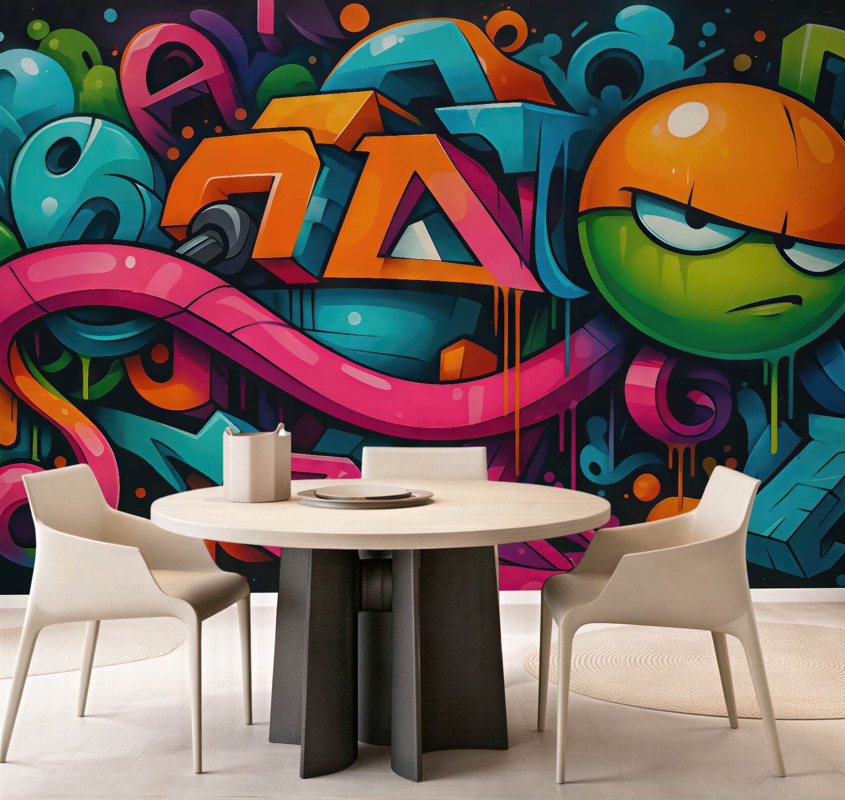 Fototapeta kolorowe graffiti z miejskim charakterem