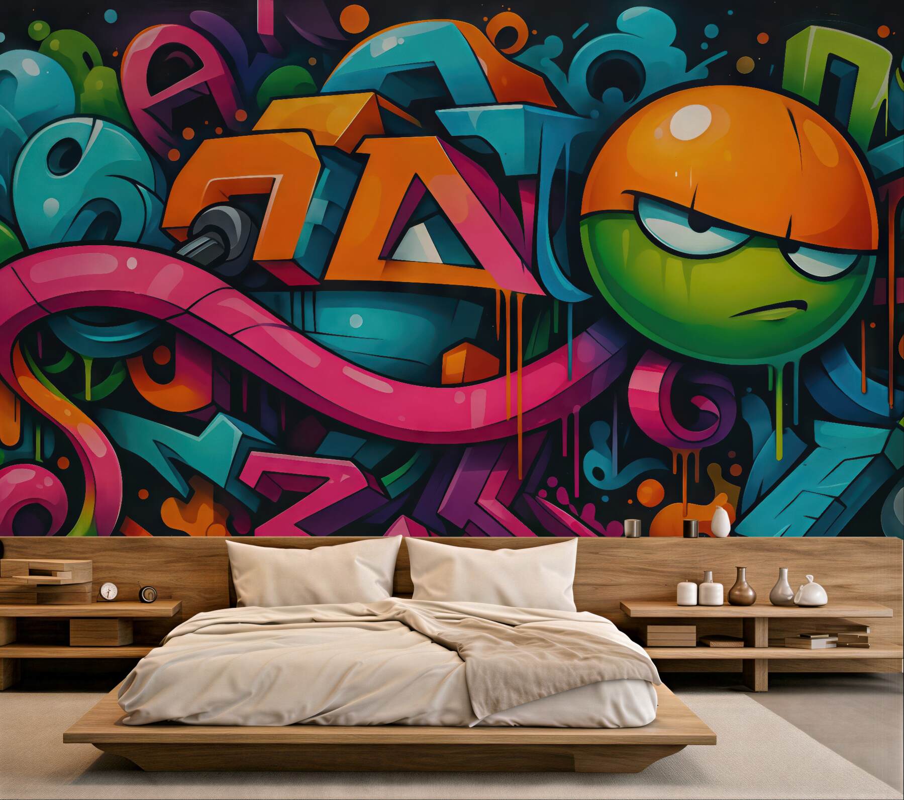 Fototapeta kolorowe graffiti z miejskim charakterem