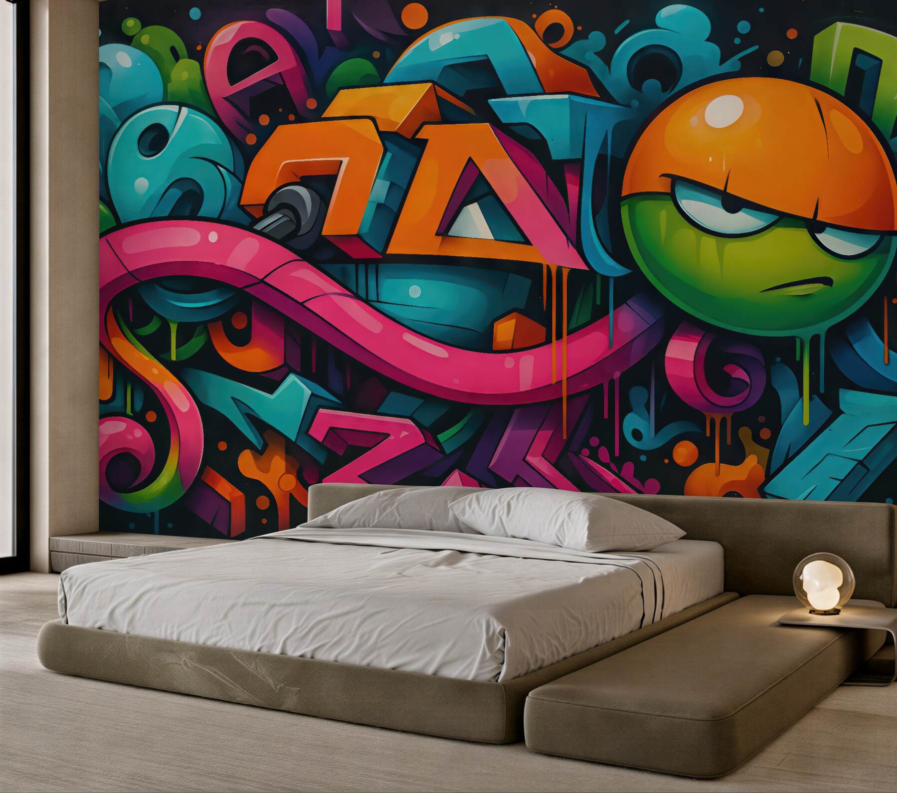 Fototapeta kolorowe graffiti z miejskim charakterem