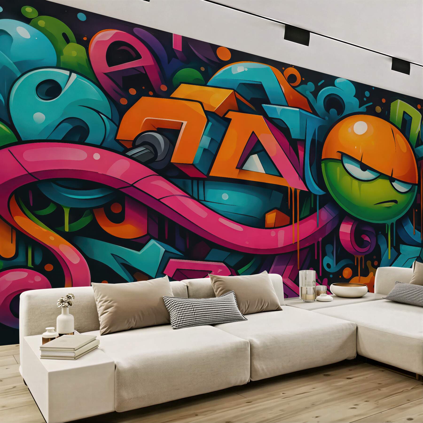 Fototapeta kolorowe graffiti z miejskim charakterem