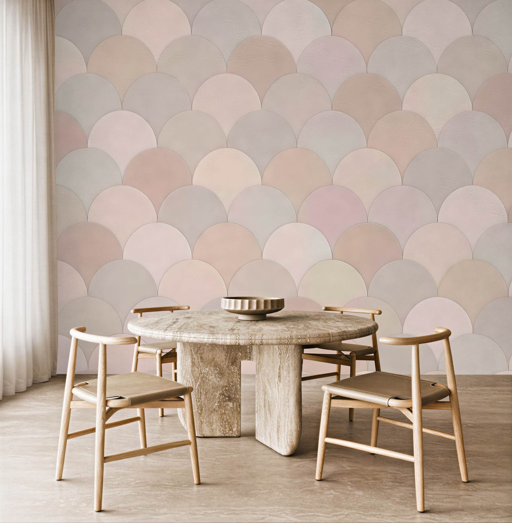 Fototapeta pudrowa mozaika geometrycznych łusek