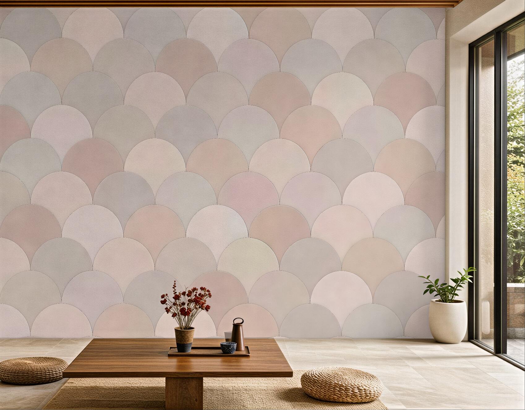 Fototapeta pudrowa mozaika geometrycznych łusek
