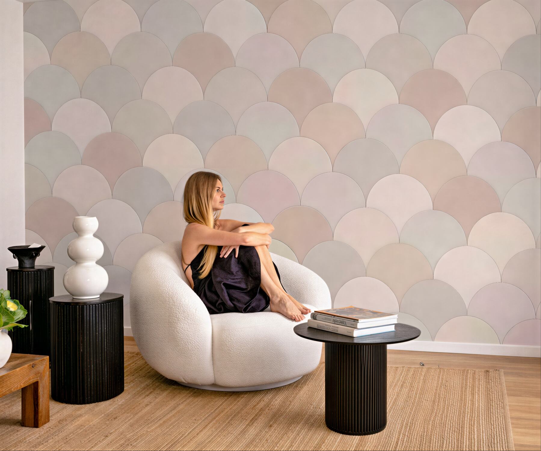 Fototapeta pudrowa mozaika geometrycznych łusek