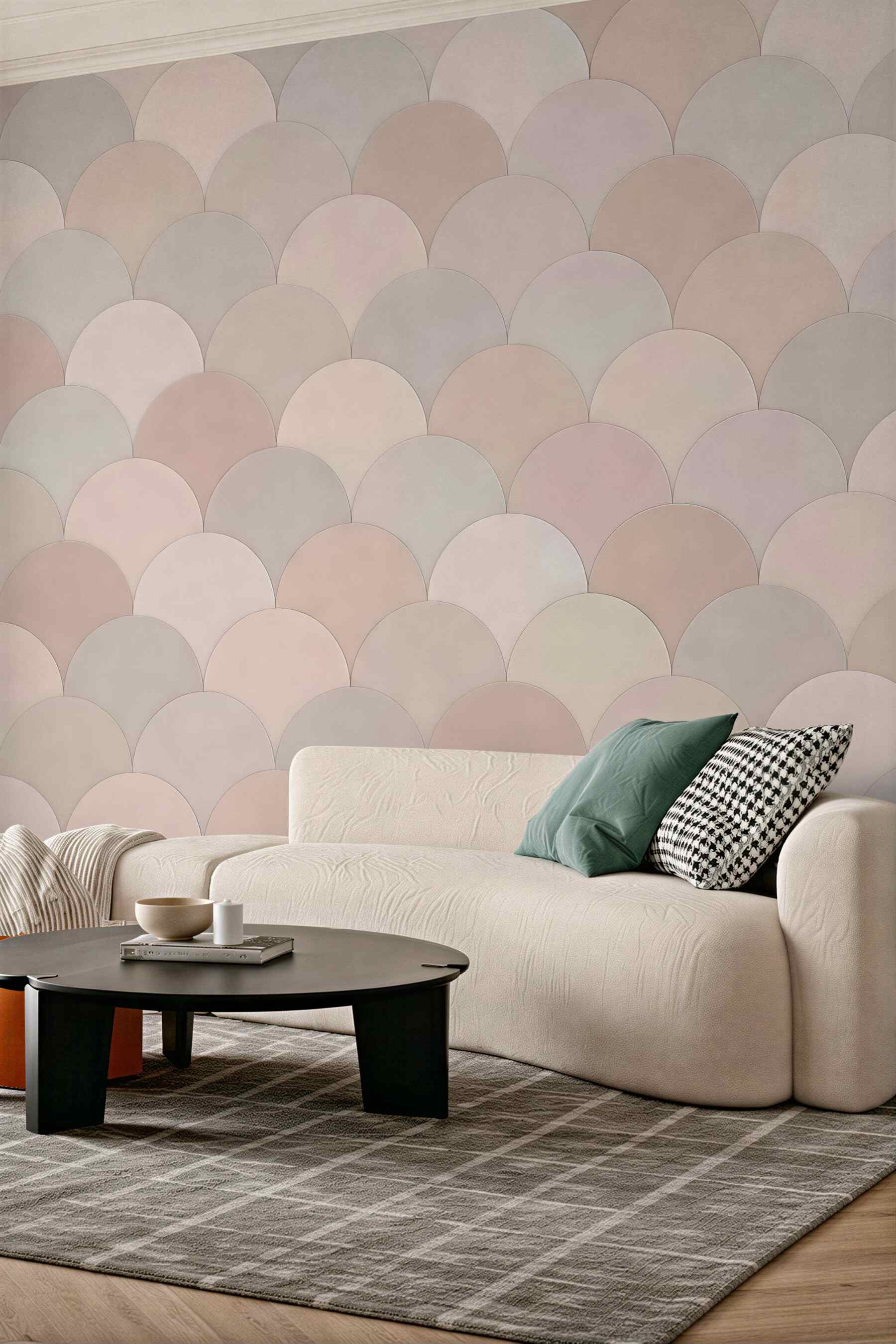 Fototapeta pudrowa mozaika geometrycznych łusek