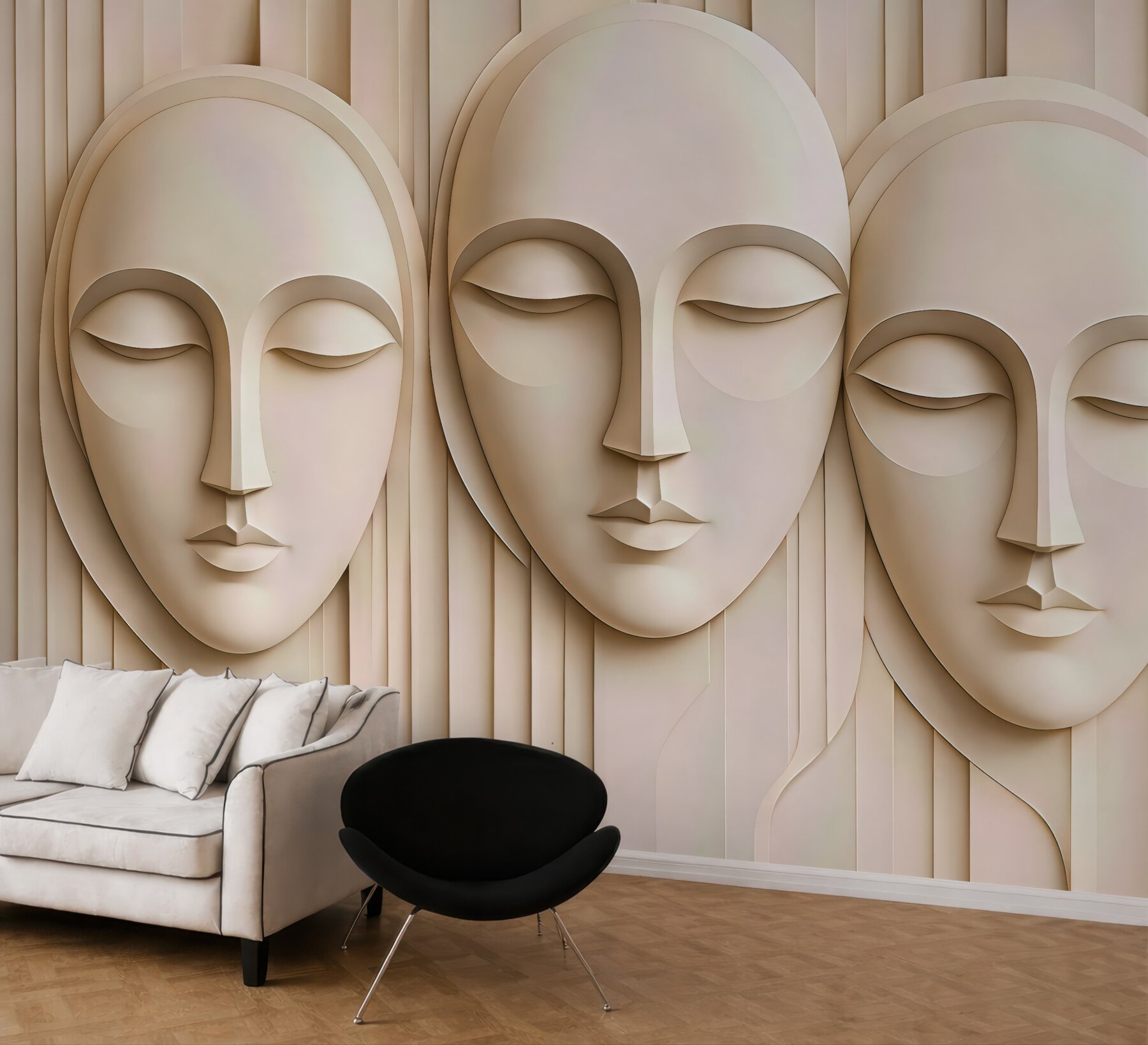 Fototapeta minimalistyczne twarze w beżowej elegancji