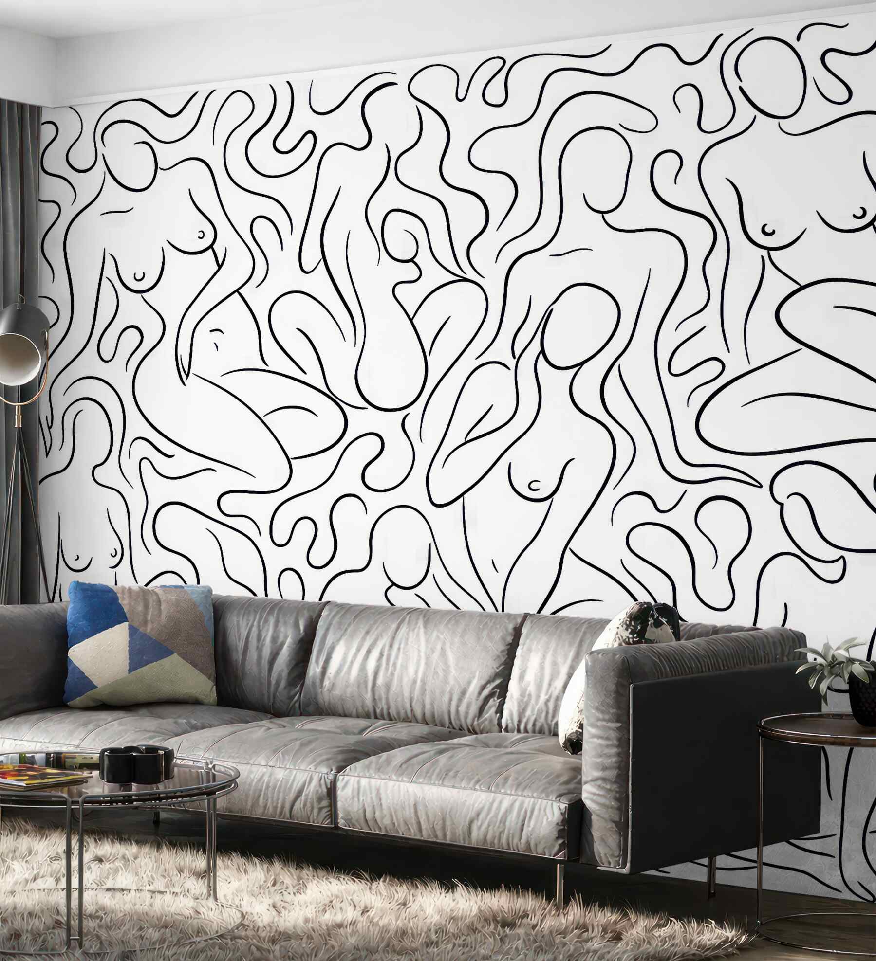 Fototapeta minimalistyczne kobiece kontury w abstrakcji