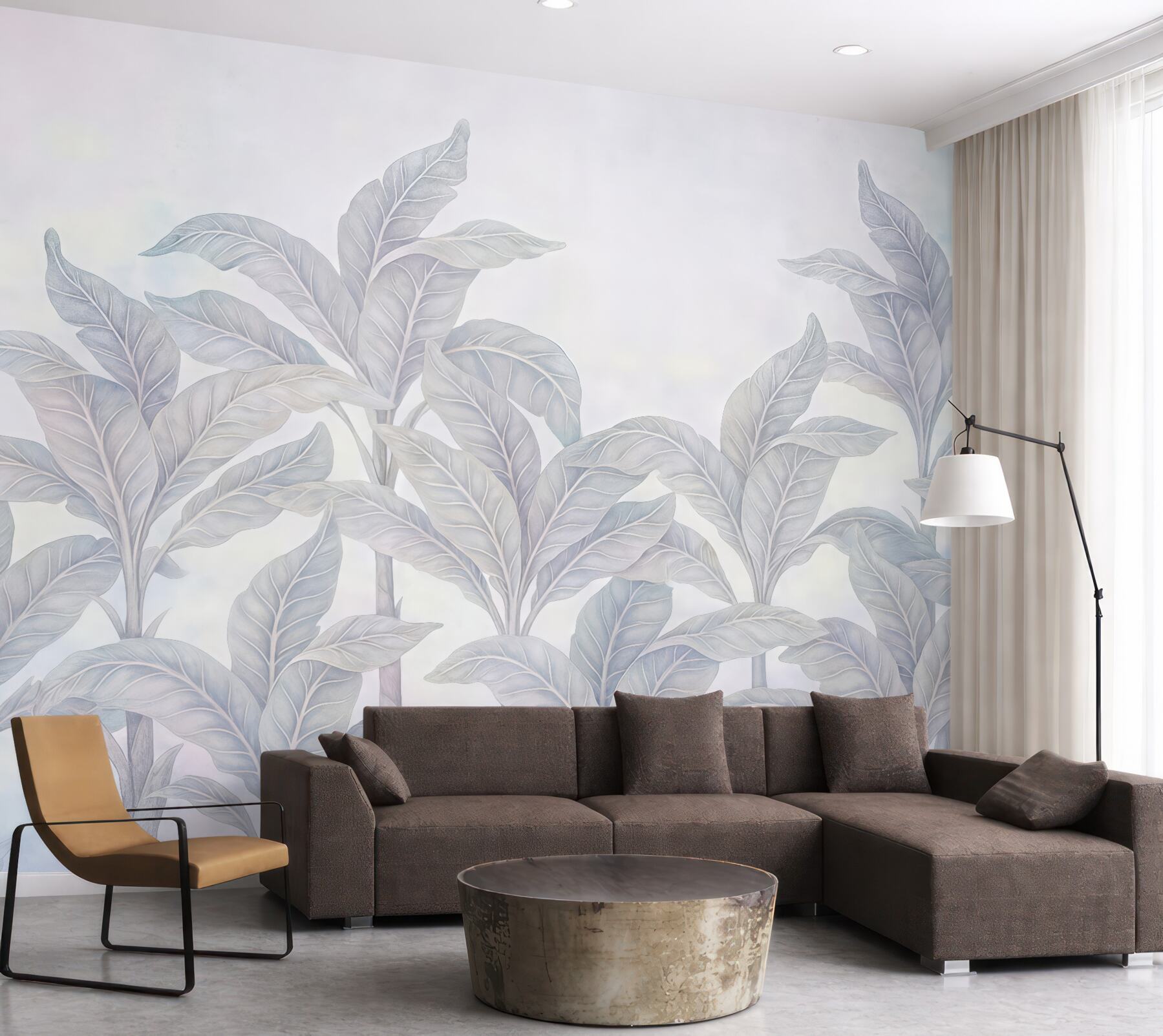 Fototapeta pastelowe liście w eterycznym botanicznym stylu